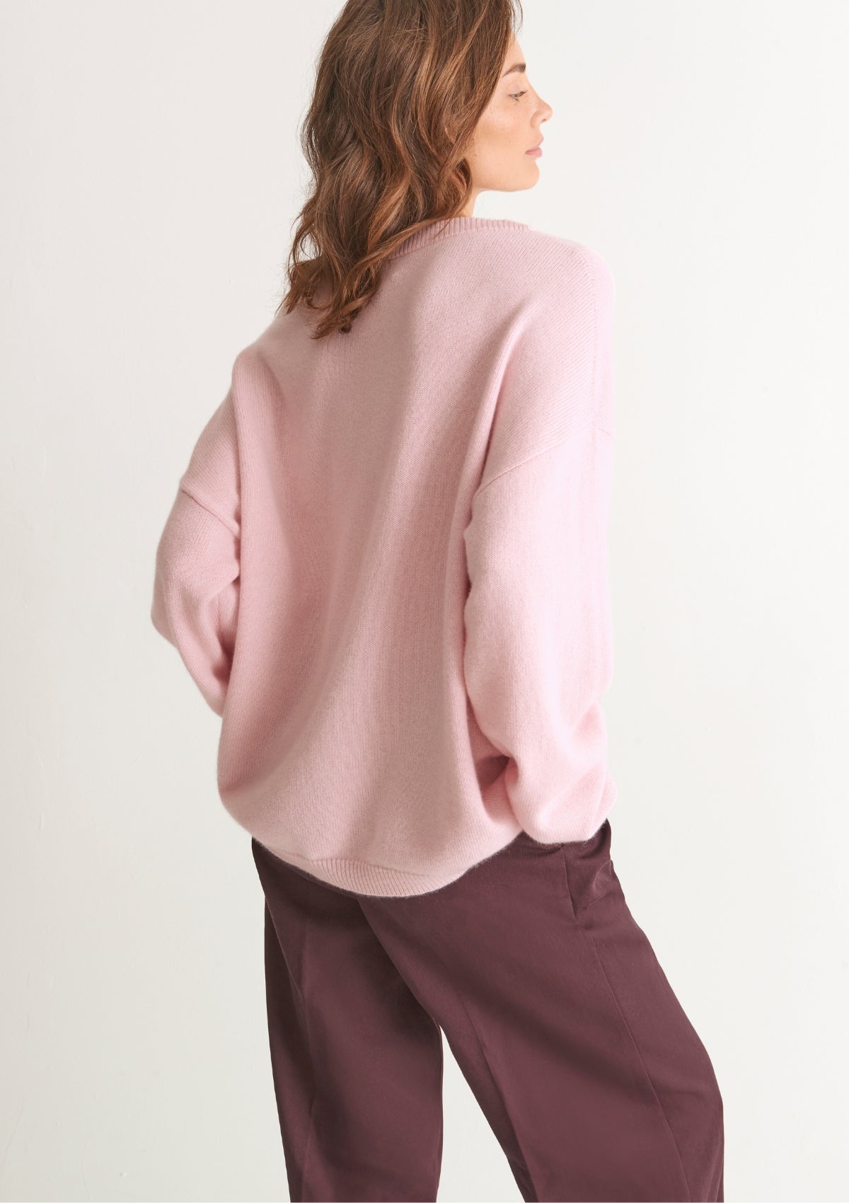 Lofty Oversized Crew Neck Sweater in Pixie Pink