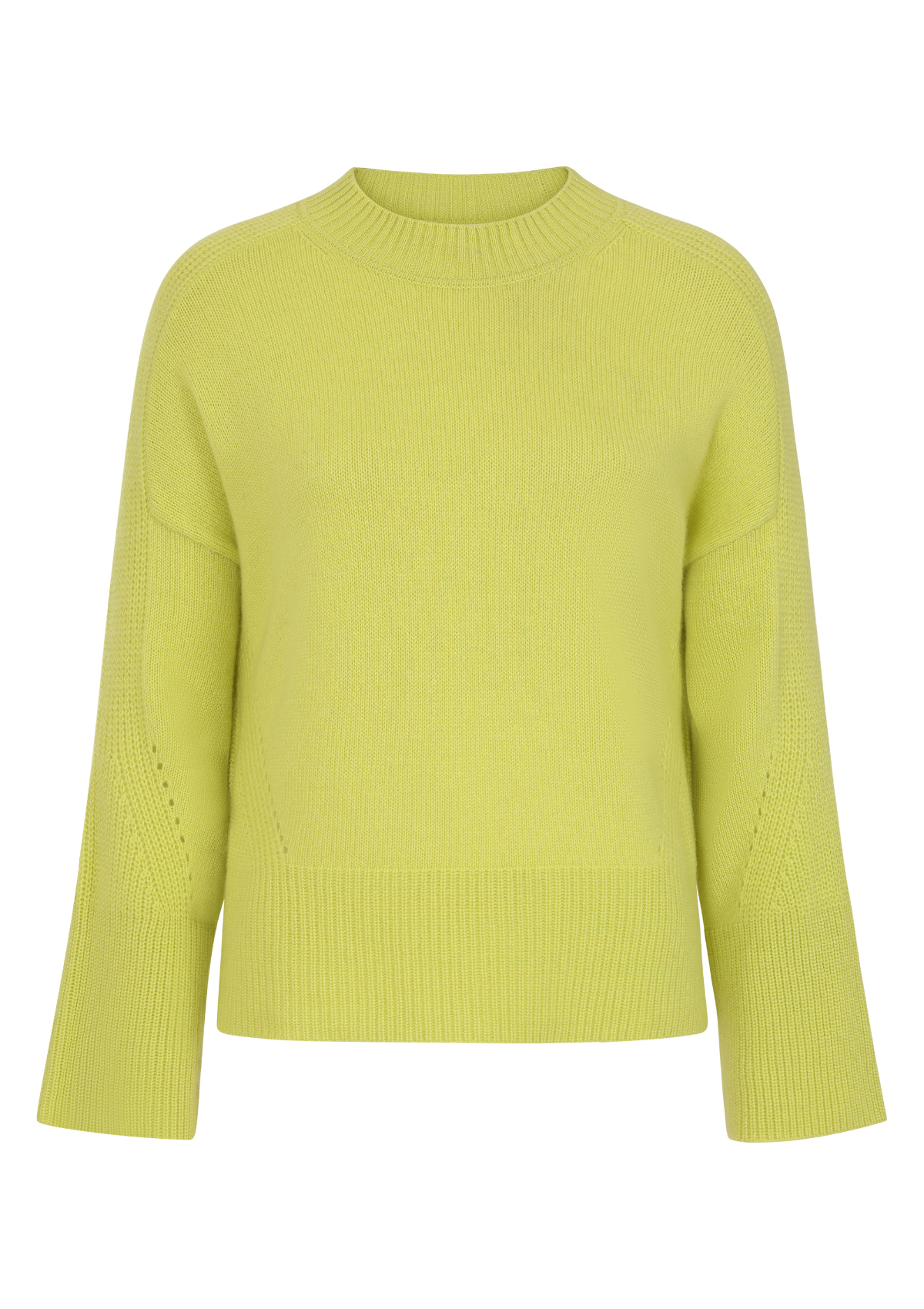 Ribbed Detail Lofty Crew Sweatshirt in Lime Green