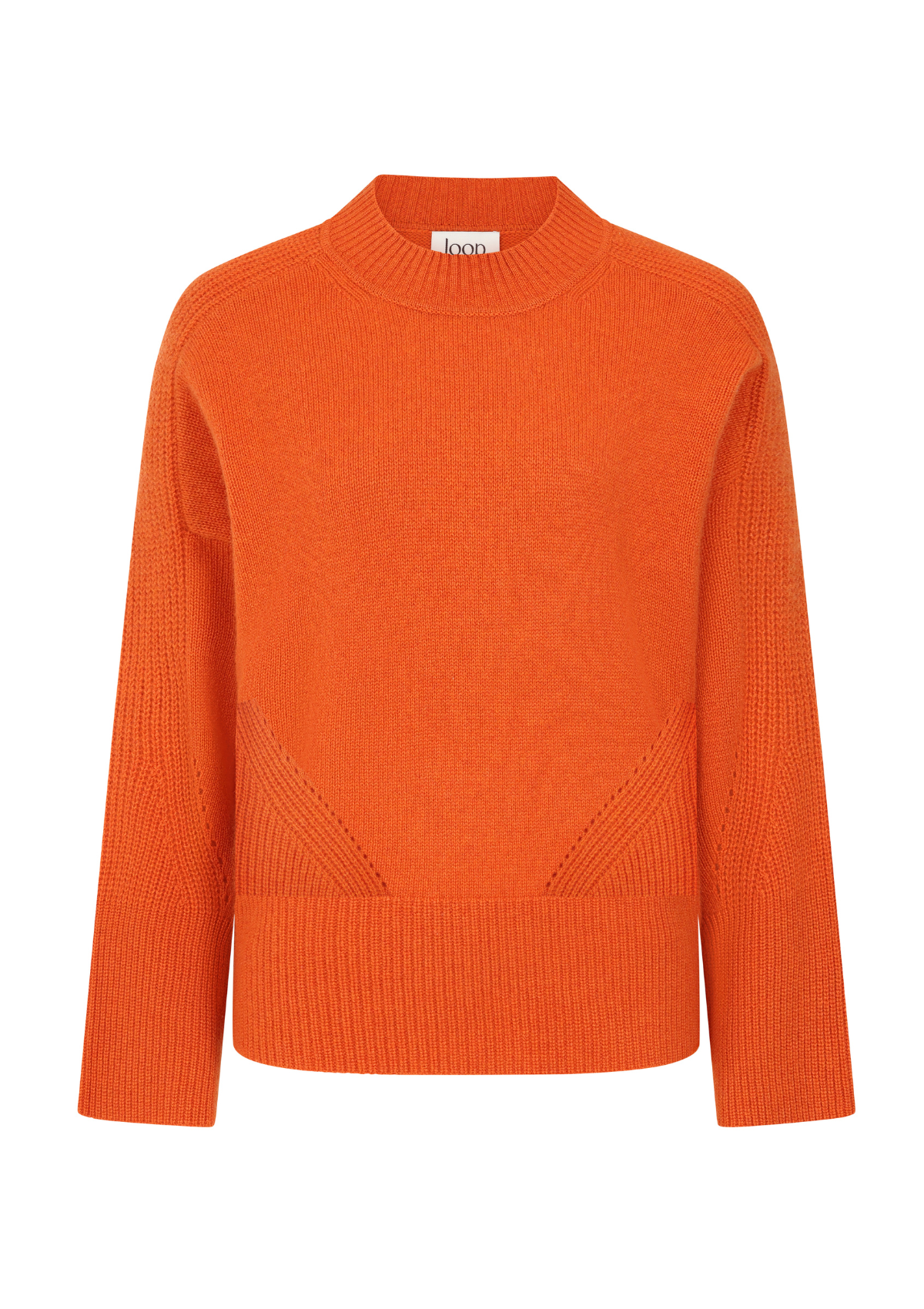 Ribbed Detail Lofty Crew Sweatshirt in Tiger Orange