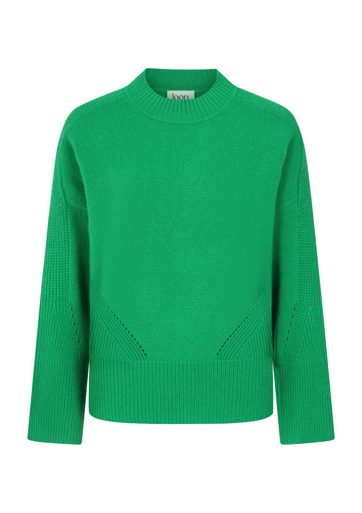 Ribbed Detail Lofty Crew Sweatshirt in Billiard Green