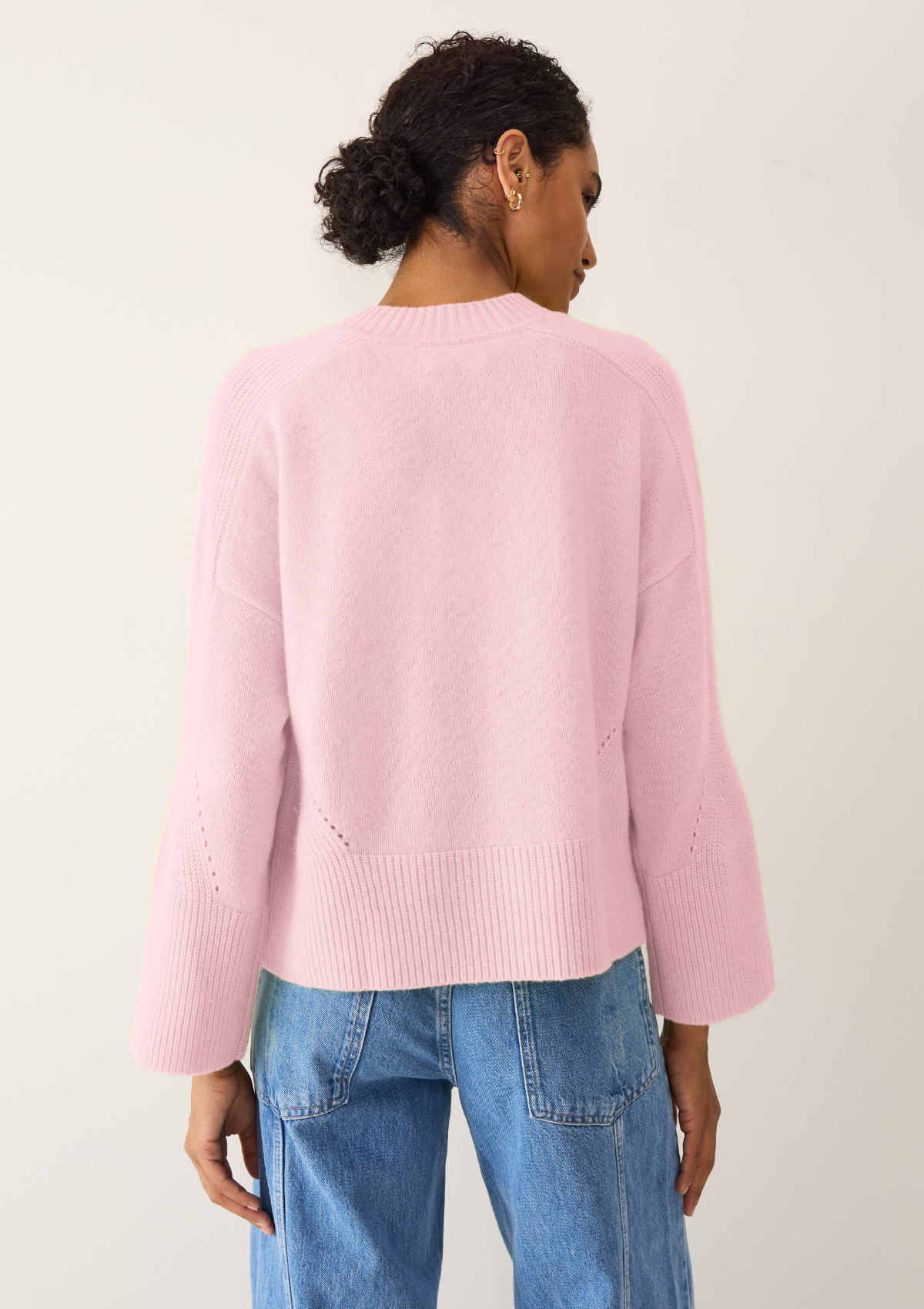 Ribbed Detail Lofty Crew Sweatshirt in Pixie Pink