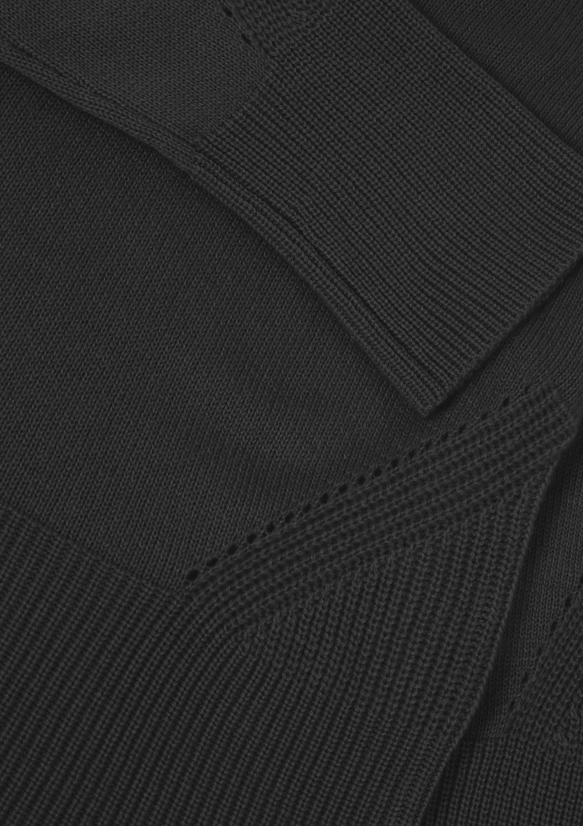 Ribbed Detail Lofty Crew Sweatshirt in Black