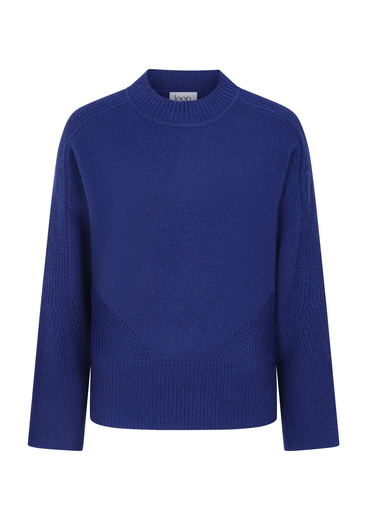 Ribbed Detail Lofty Crew Sweatshirt in Sodalite Blue