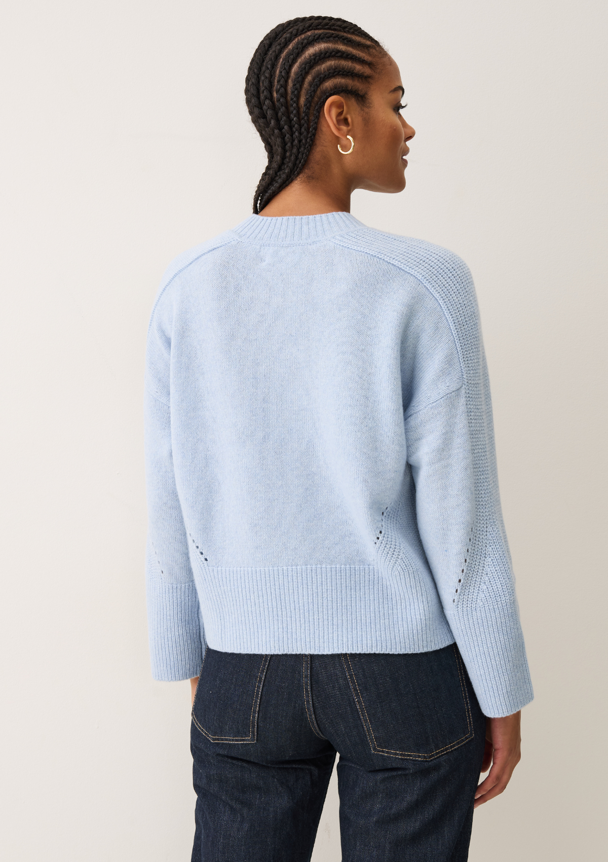 Ribbed Detail Lofty Crew Sweatshirt in Skyway Blue