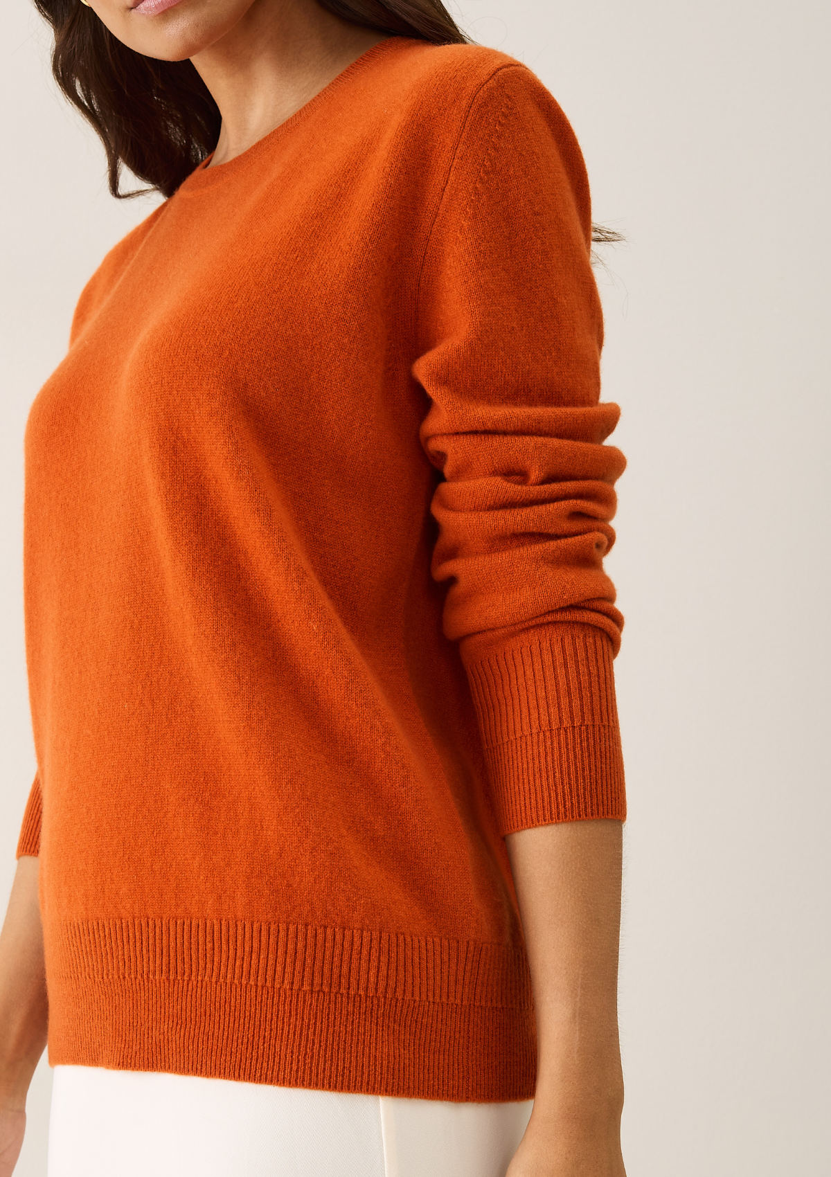 Cashmere Crew Neck Sweater in Marmalade Orange