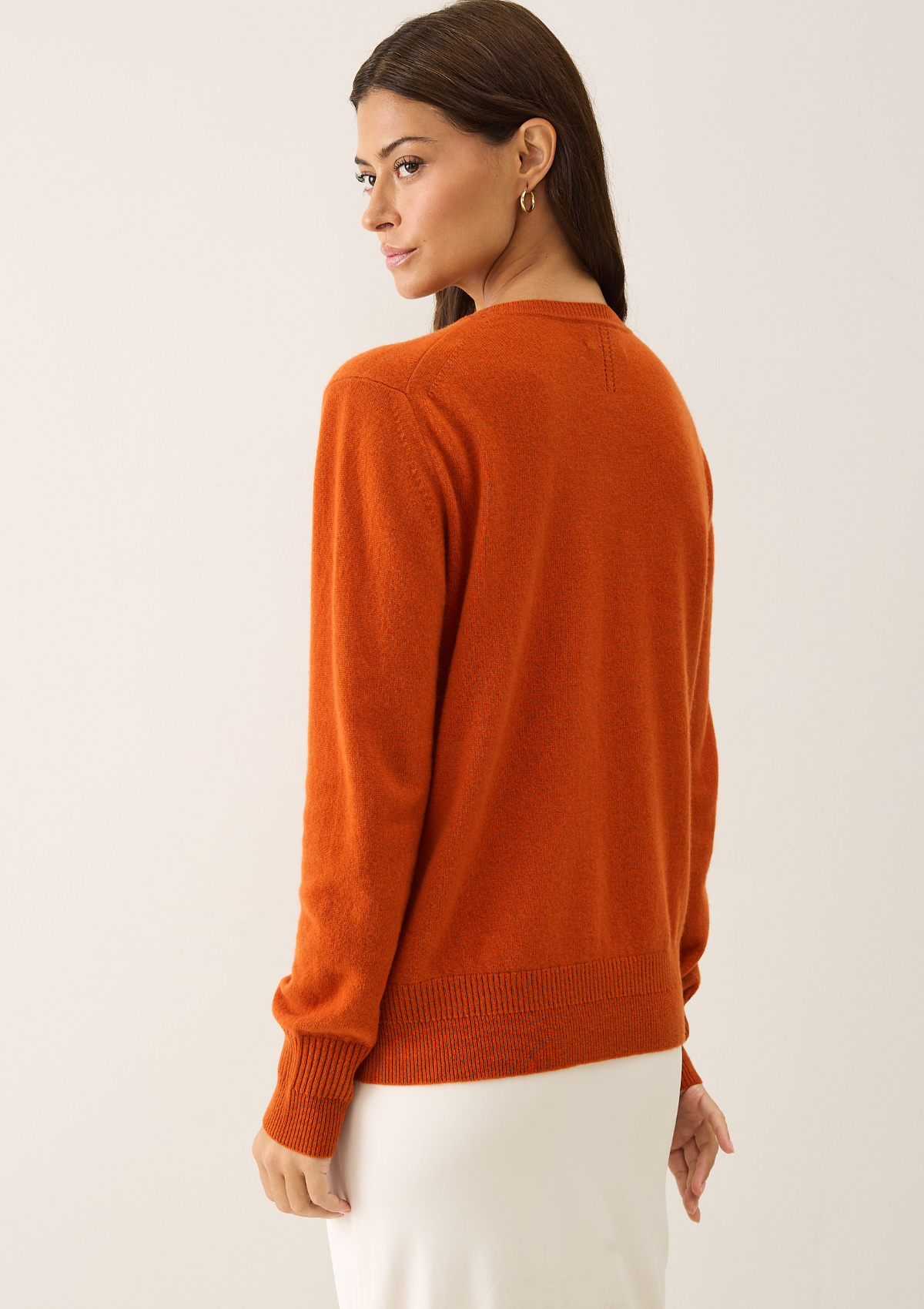 Cashmere Crew Neck Sweater in Marmalade Orange