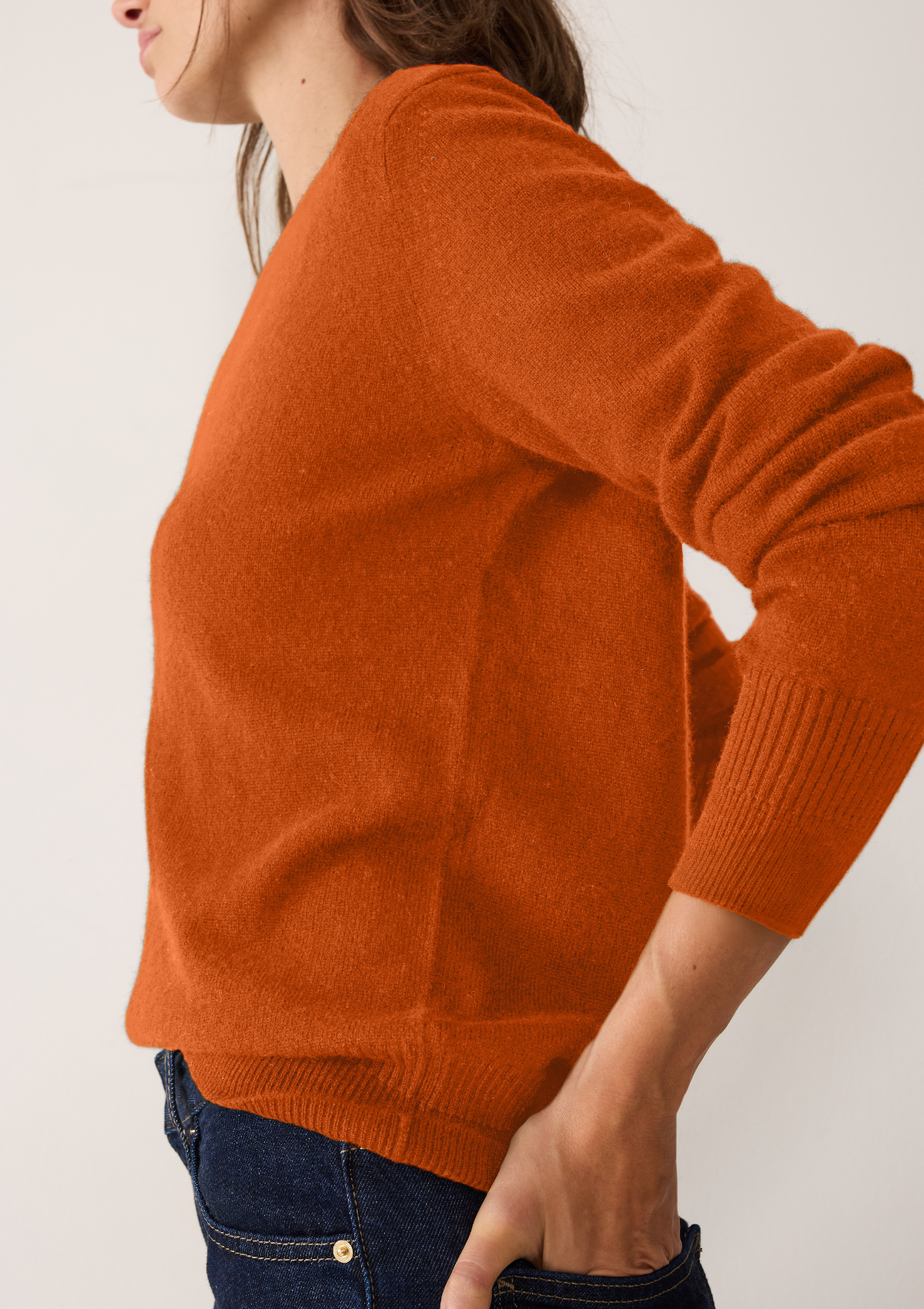 Cashmere Crew Neck Sweater in Marmalade Orange