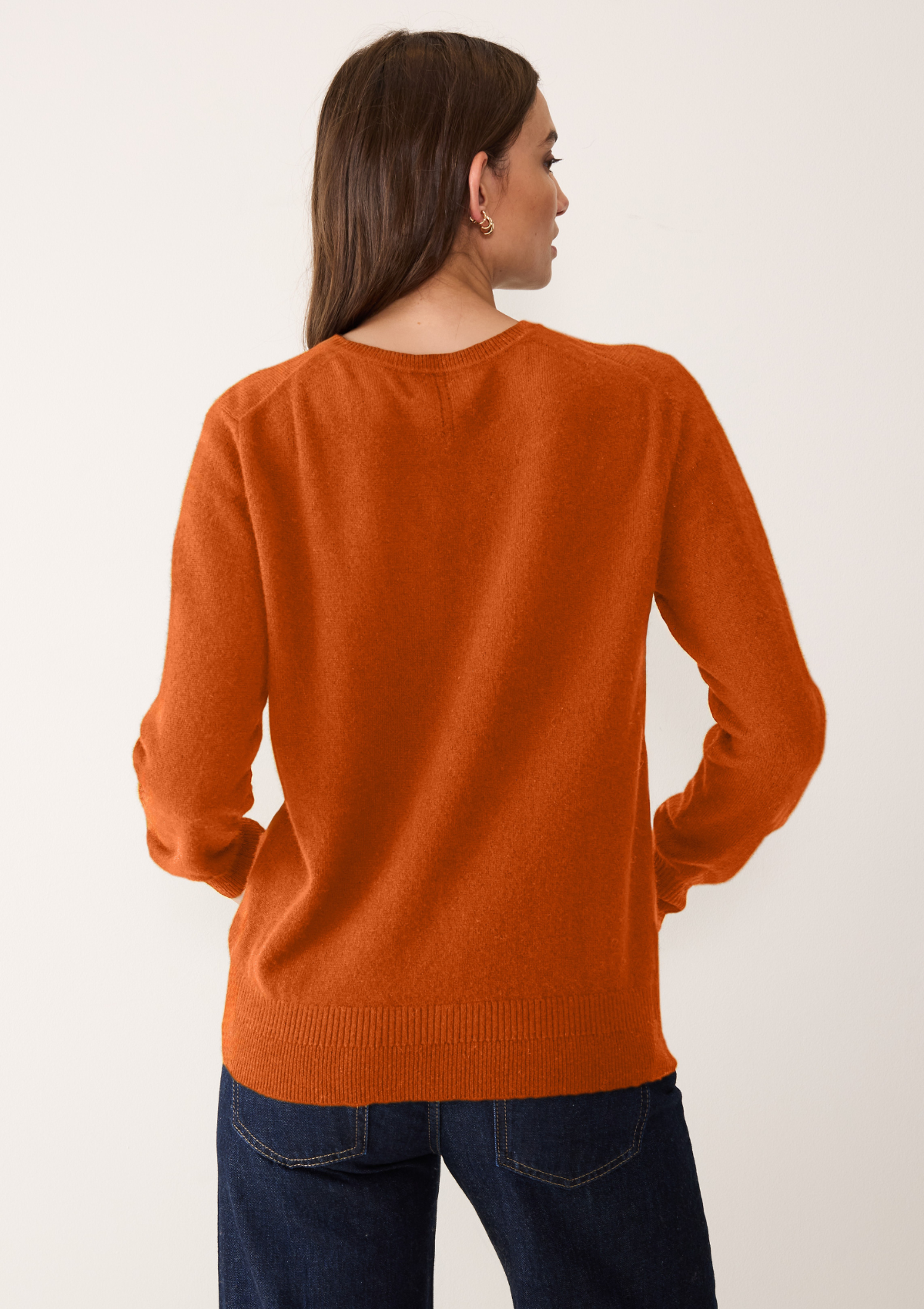 Cashmere Crew Neck Sweater in Marmalade Orange