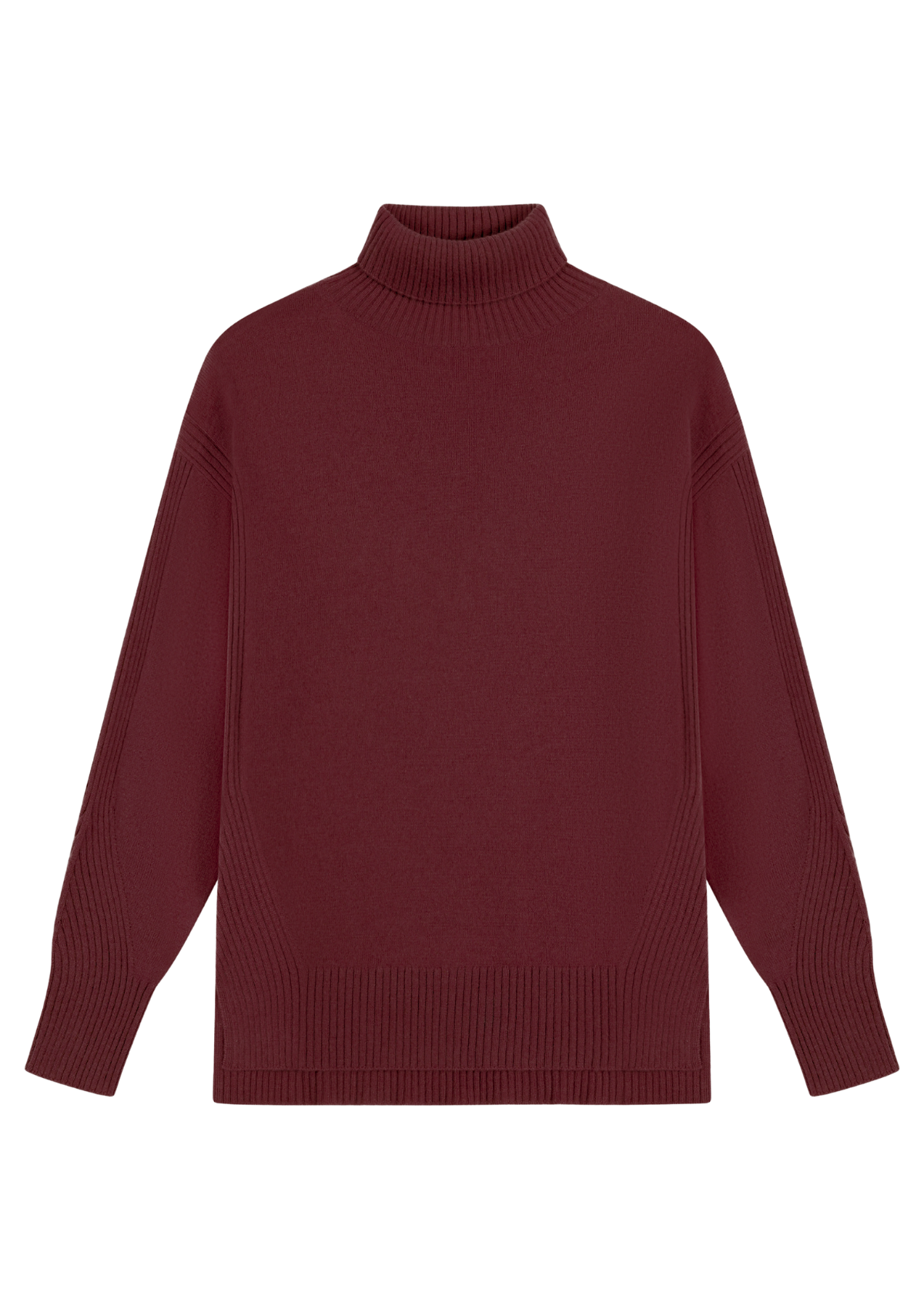 Chevron Detail Relaxed Polo Sweater in Barolo Red