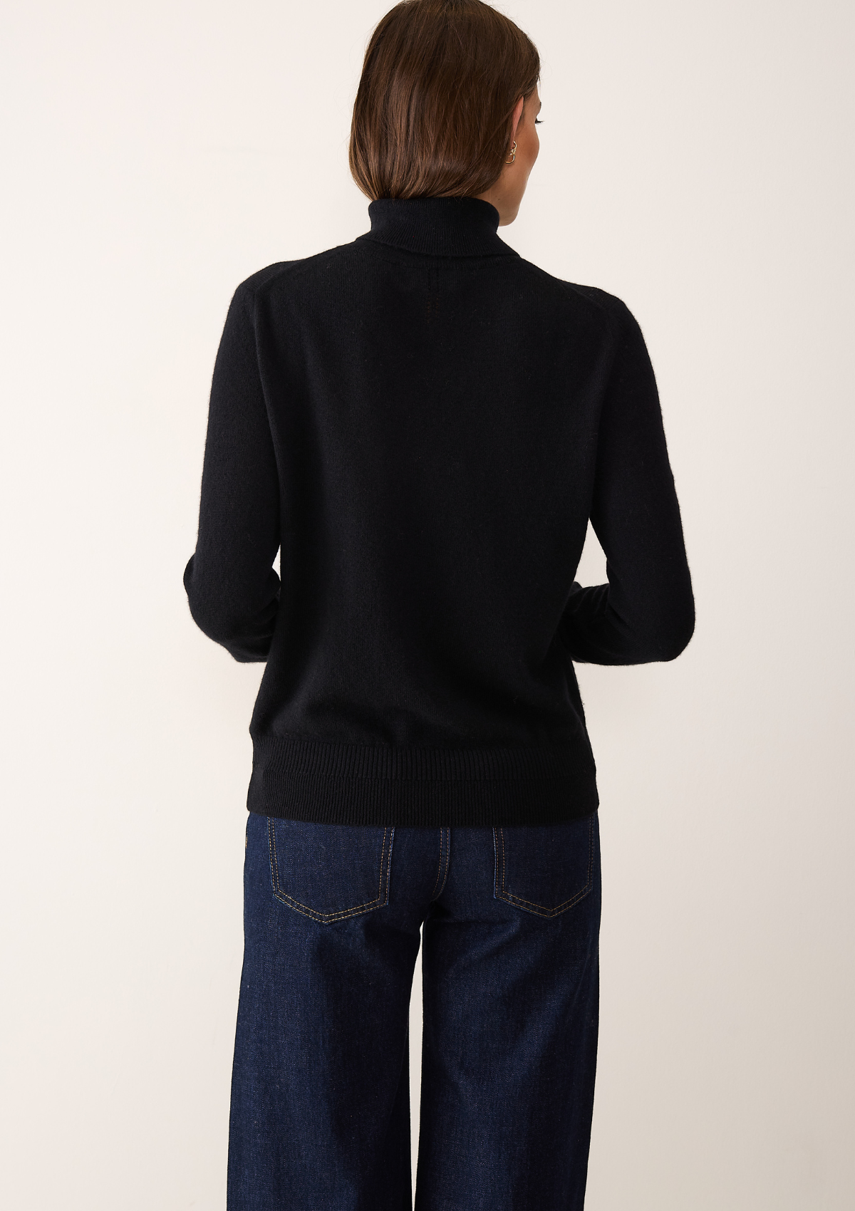 Cashmere Polo Neck Sweater in Jet Black