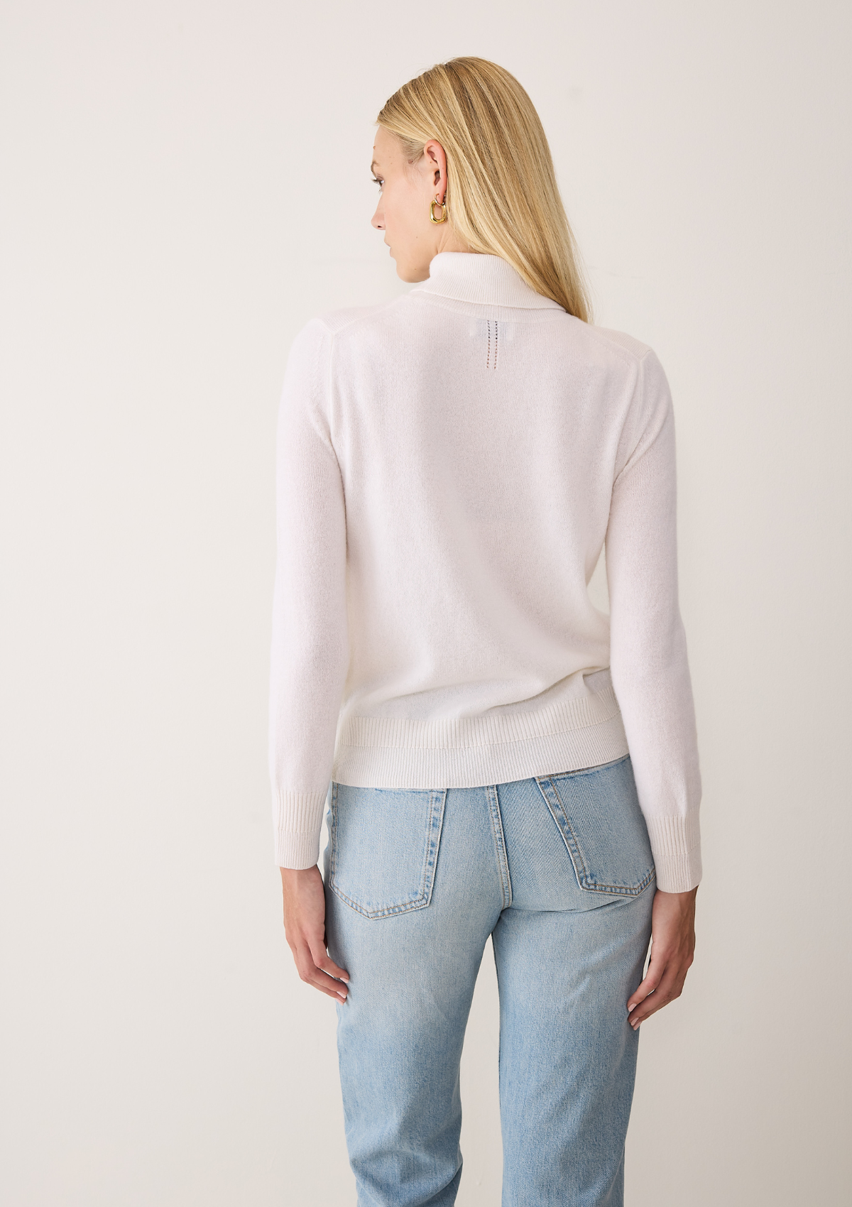 Cashmere Polo Neck Sweater in Snow White