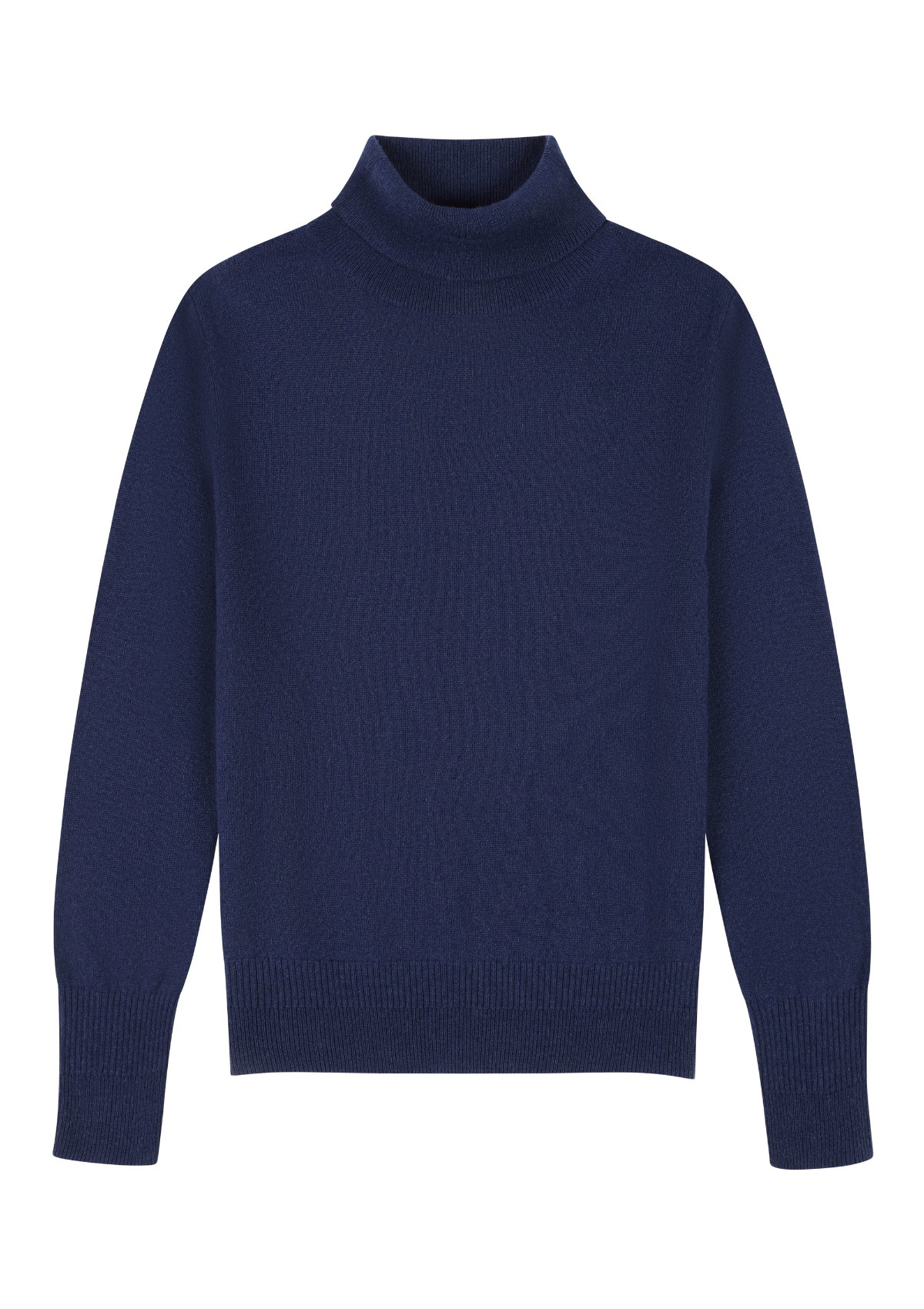 Cashmere Polo Neck Sweater in Midnight Blue