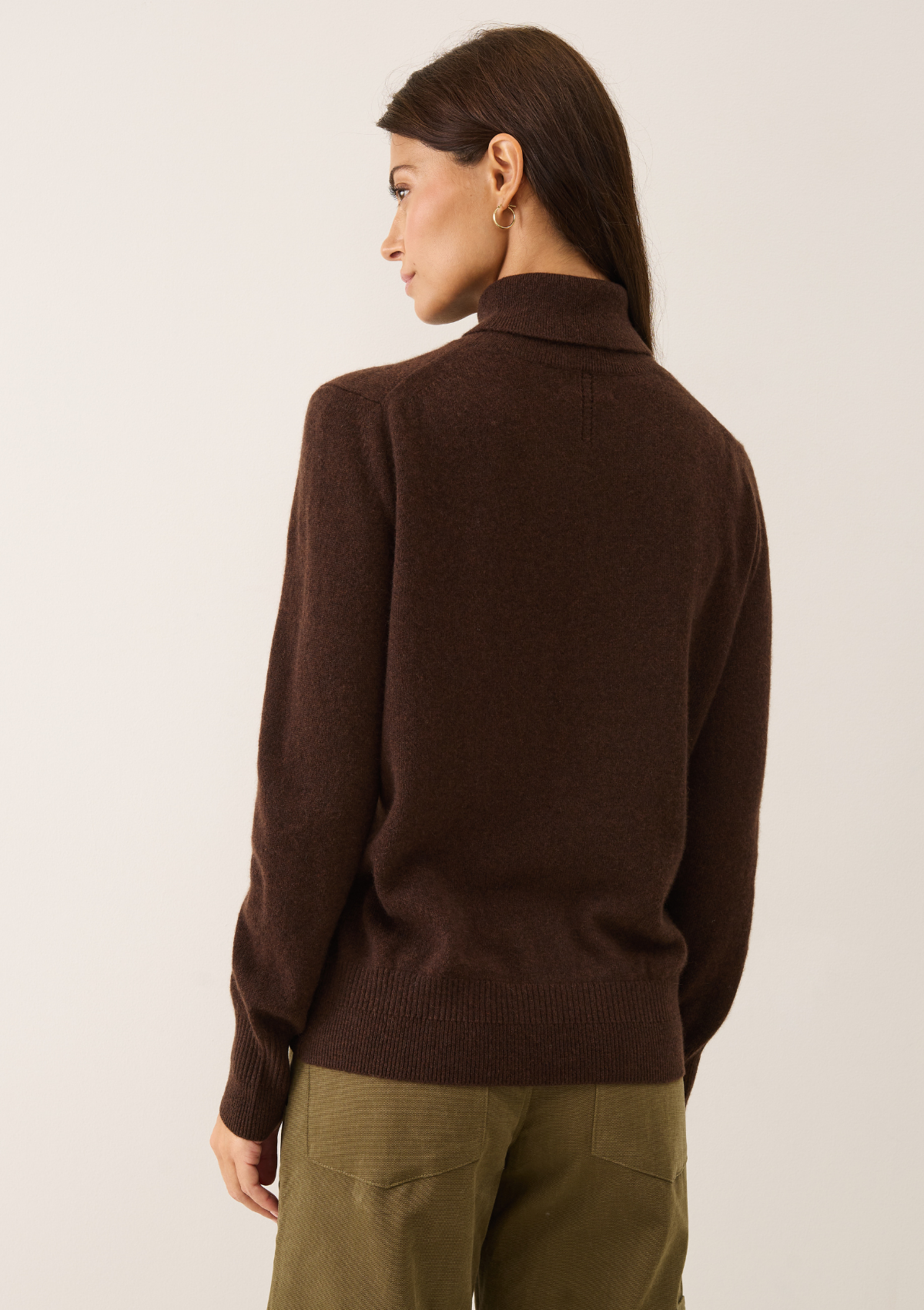 Cashmere Polo Neck Sweater in Americano Brown