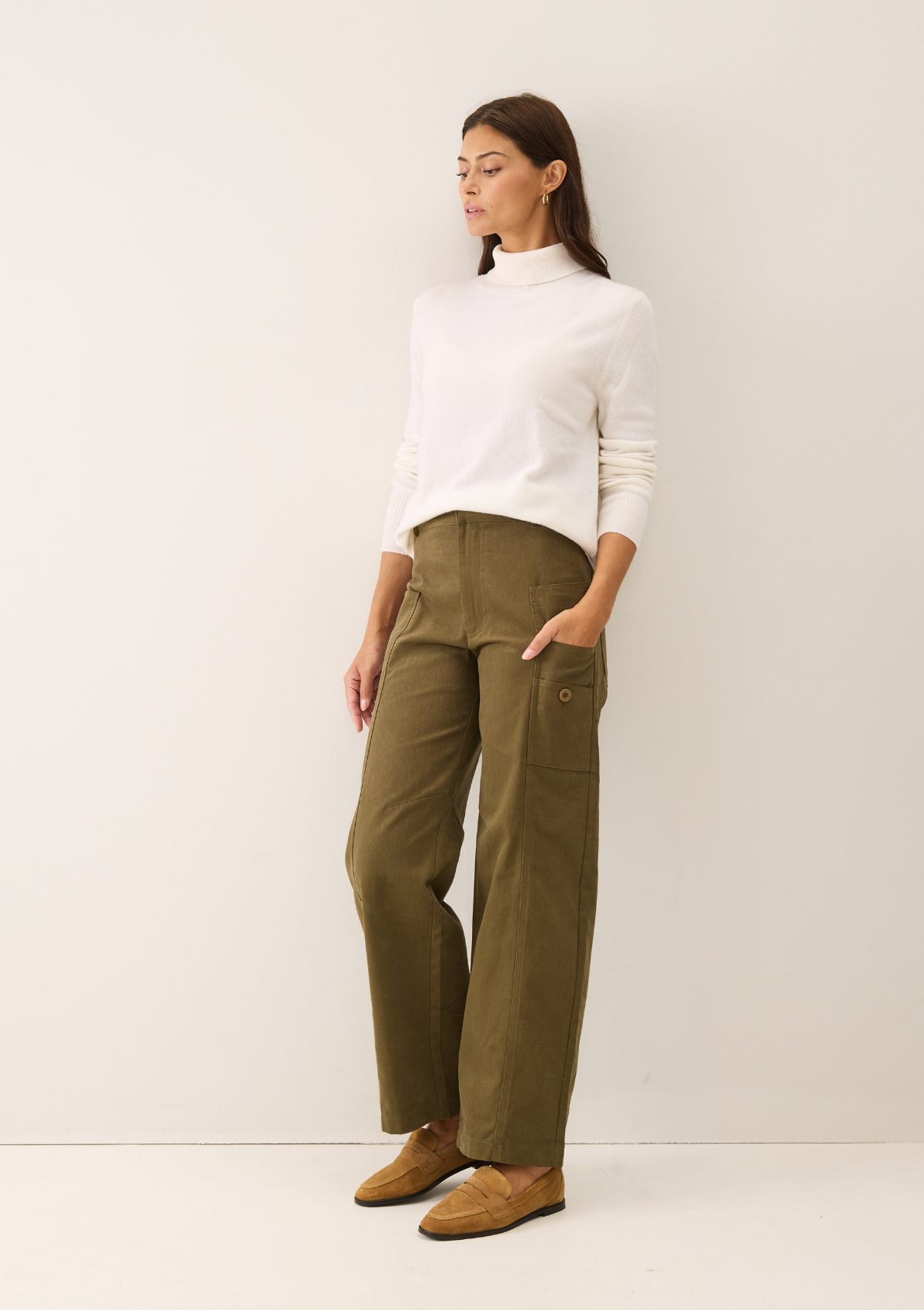 Cashmere Polo Neck Sweater in Snow White