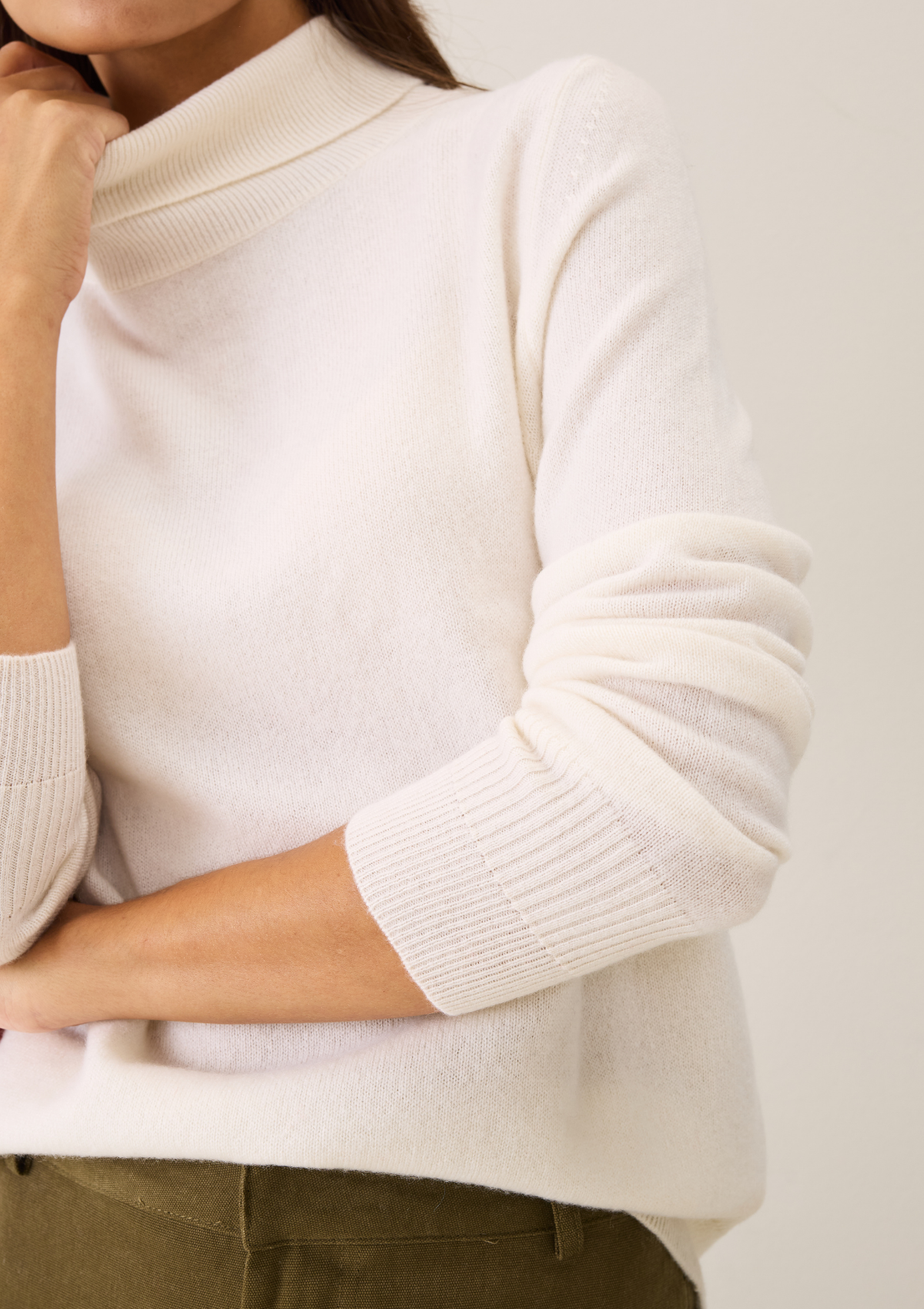 Cashmere Polo Neck Sweater in Snow White