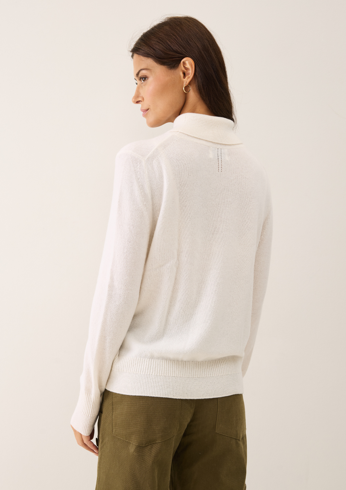 Cashmere Polo Neck Sweater in Snow White