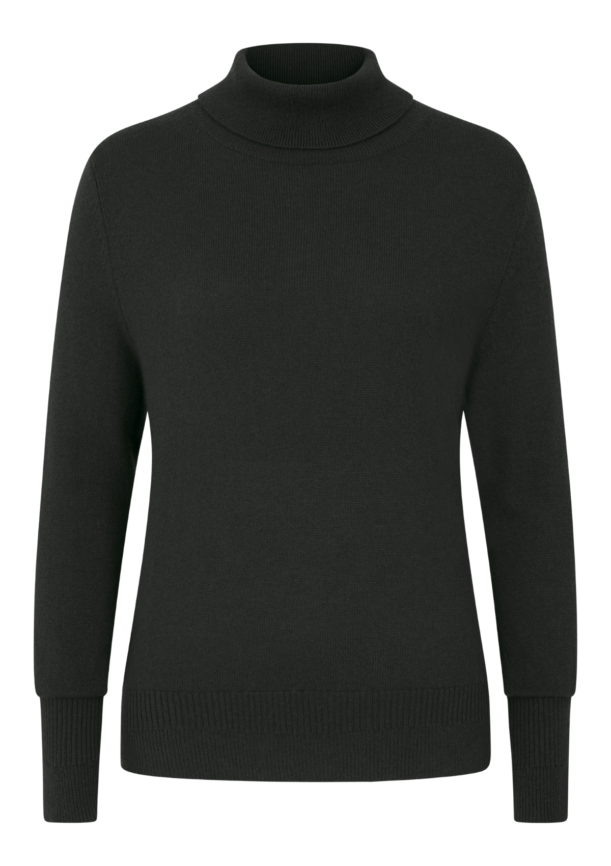 Cashmere Polo Neck Sweater in Jet Black