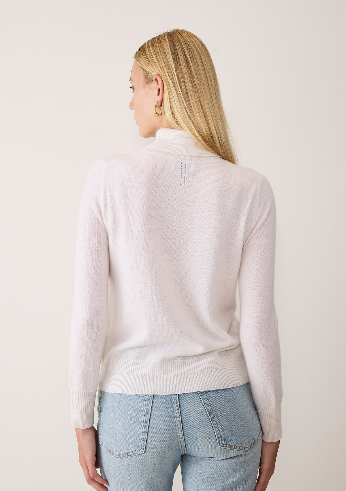 Cashmere Polo Neck Sweater in Snow White