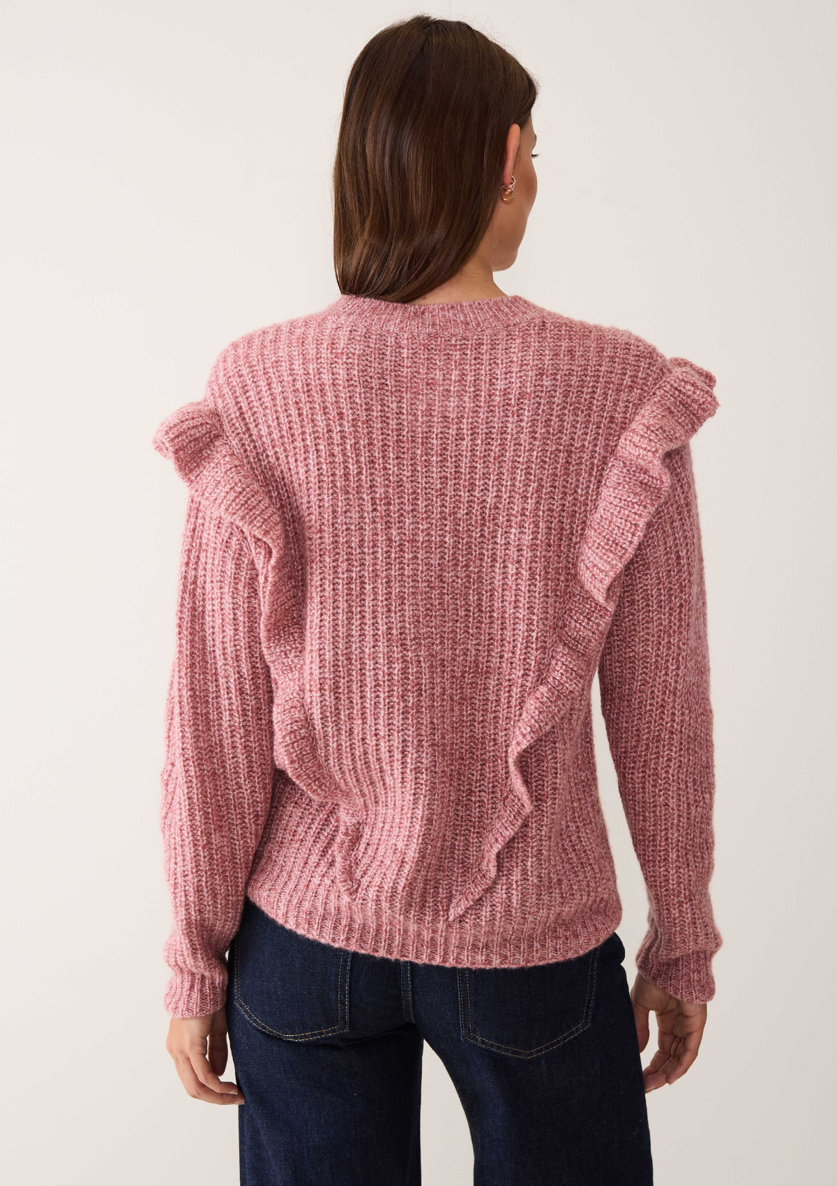 Silk & Cashmere Frilled Sweater in Sugary Pink