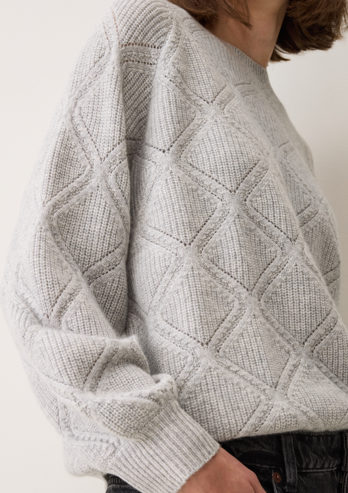 Diamond Stitch Sweater in Foggy Grey