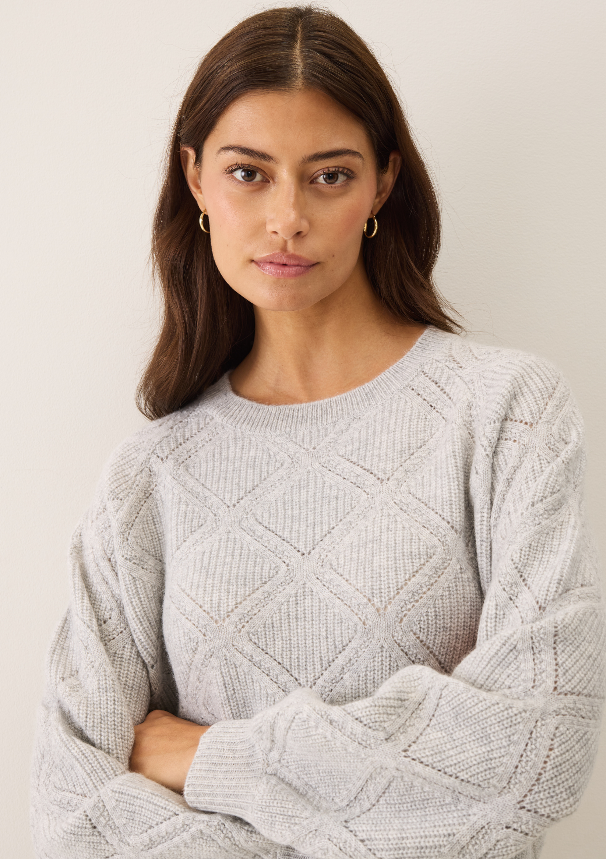 Diamond Stitch Sweater in Foggy Grey