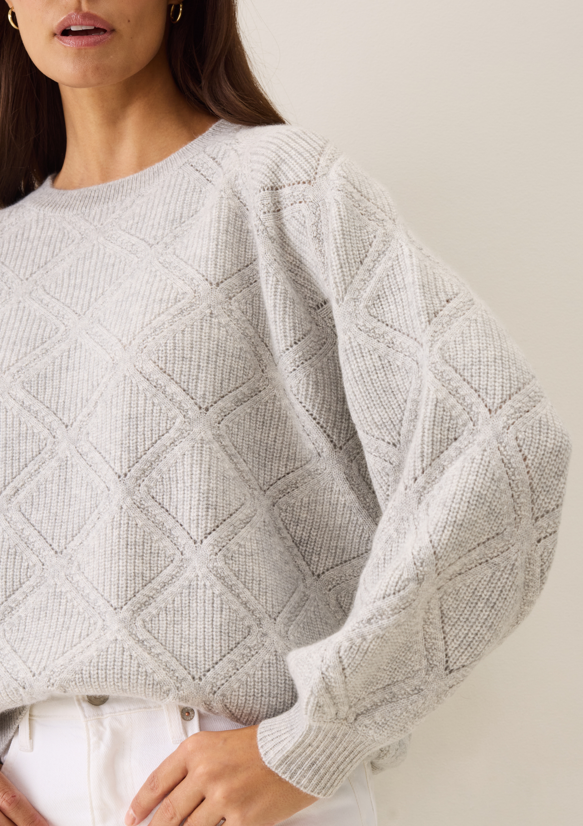 Diamond Stitch Sweater in Foggy Grey