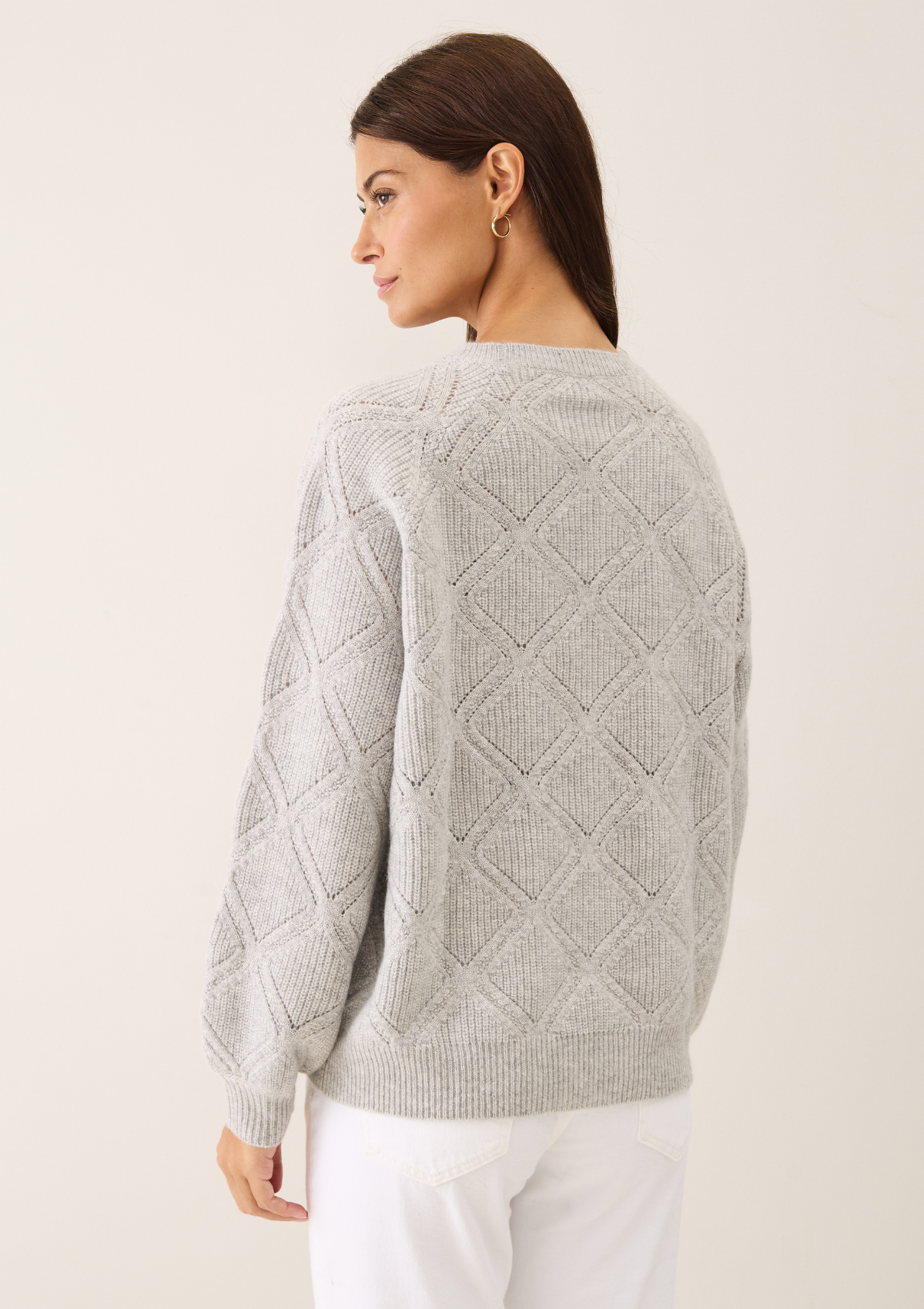 Diamond Stitch Sweater in Foggy Grey