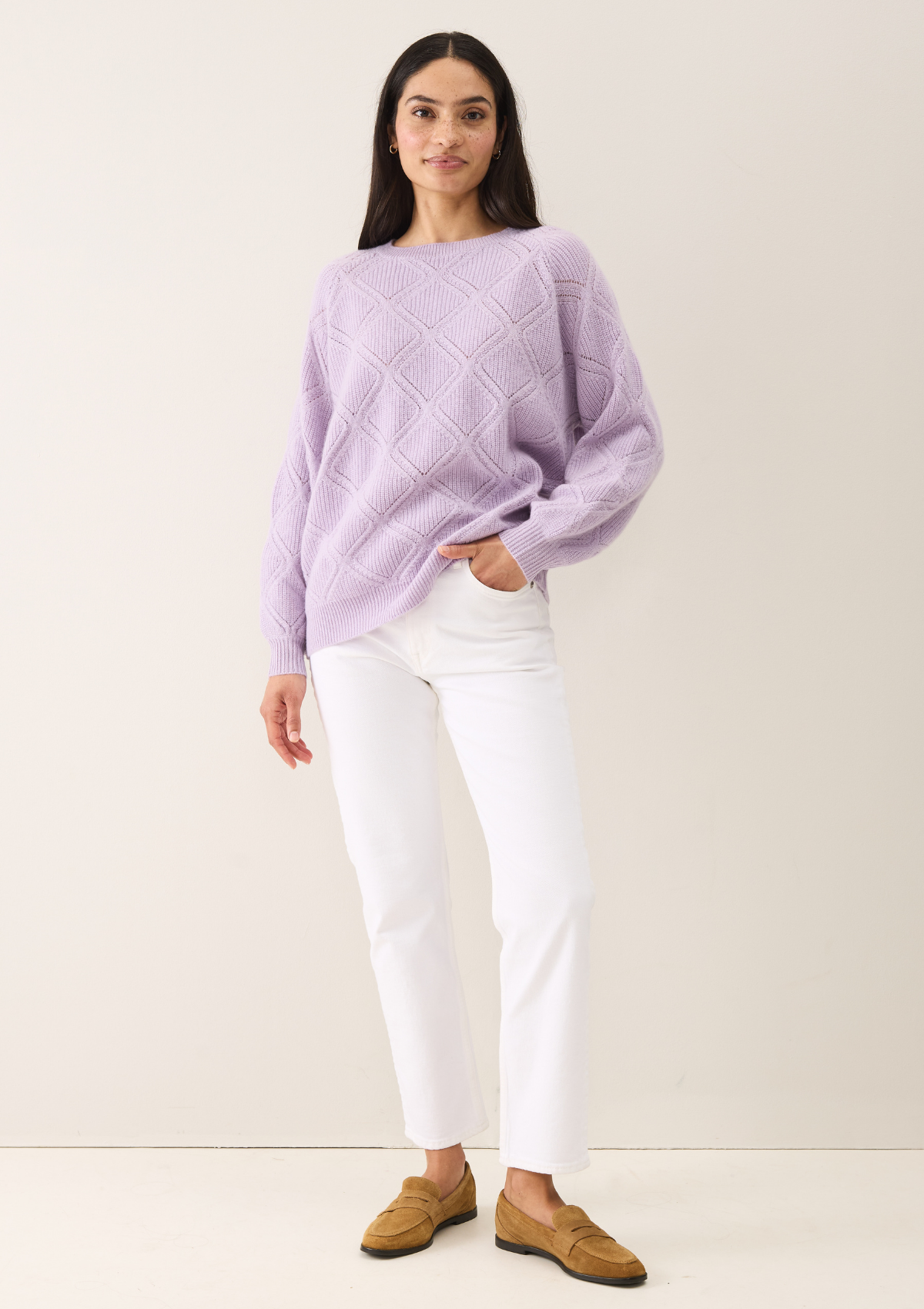 Diamond Stitch Sweater in Siberian Lilac