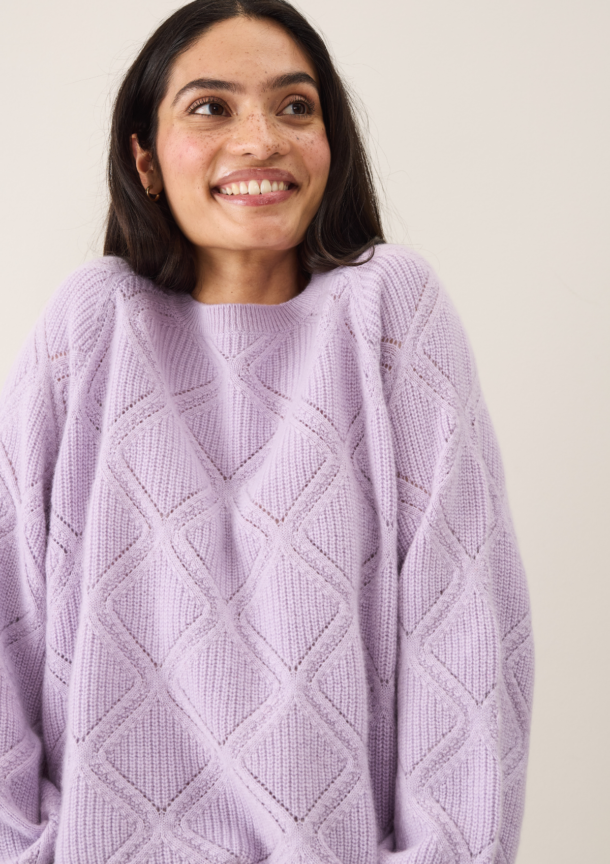 Diamond Stitch Sweater in Siberian Lilac