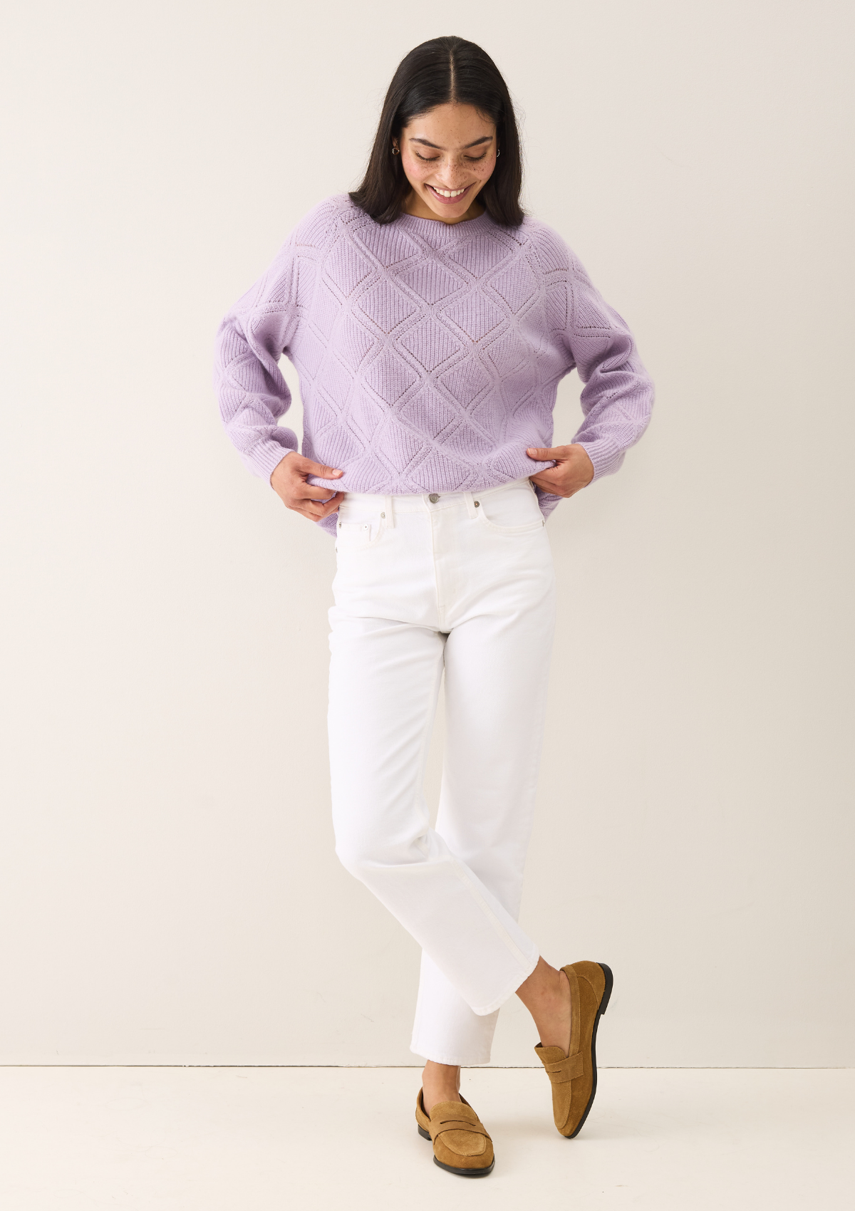 Diamond Stitch Sweater in Siberian Lilac