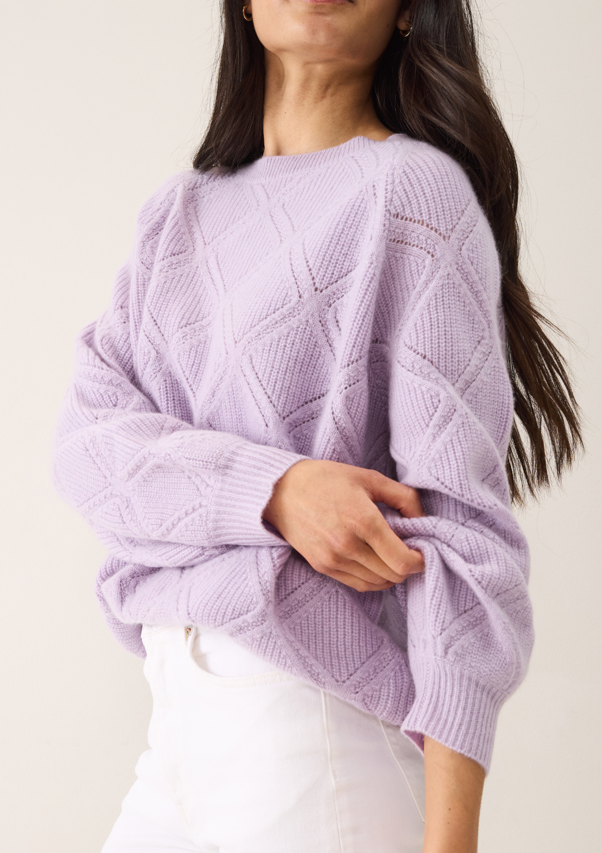 Diamond Stitch Sweater in Siberian Lilac