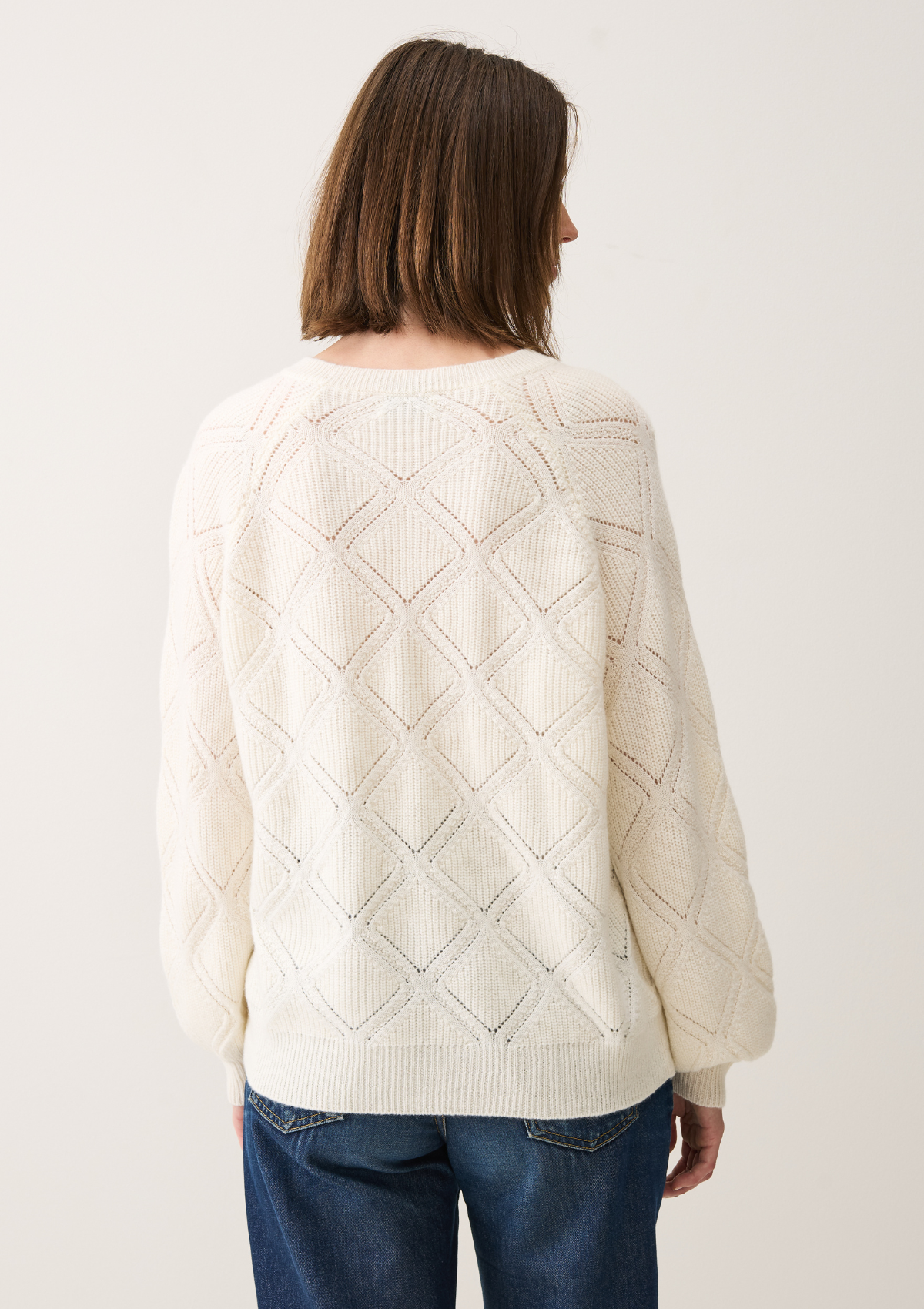 Diamond Stitch Sweater in Snow White