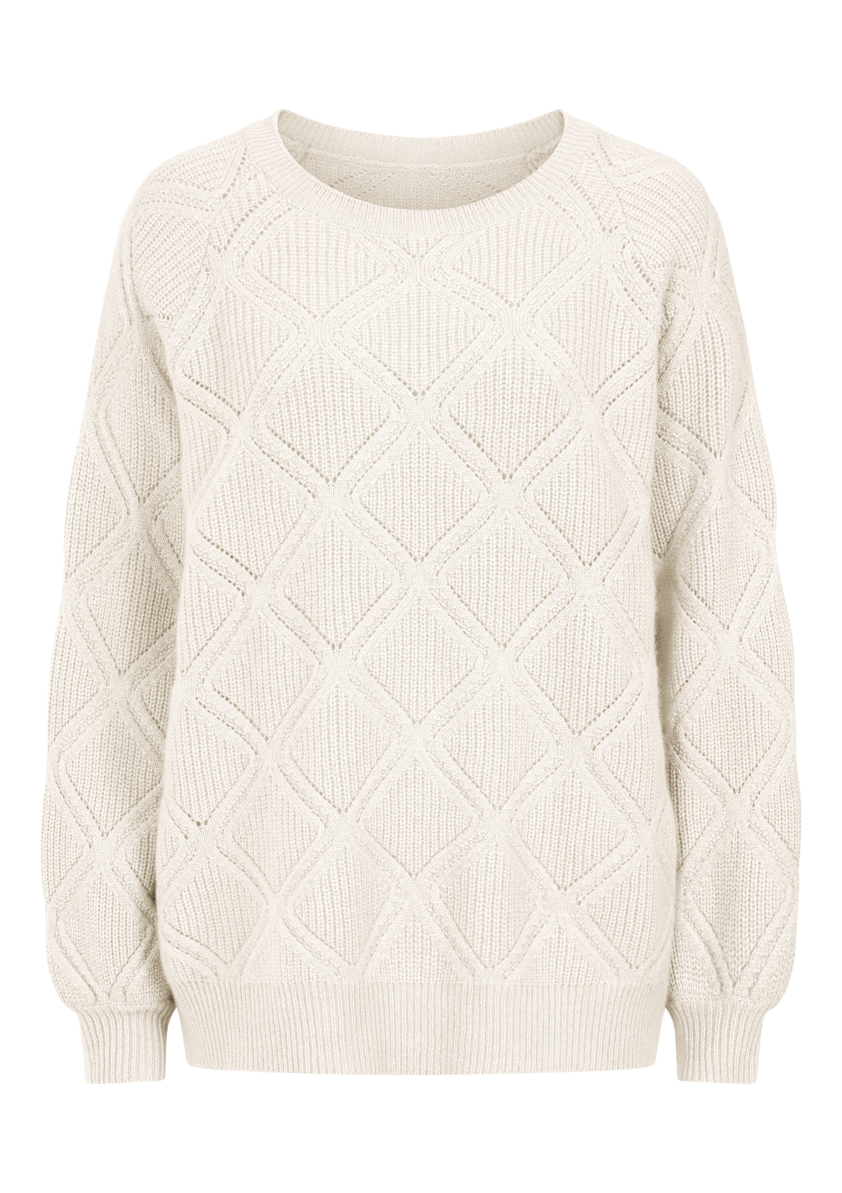 Diamond Stitch Sweater in Snow White