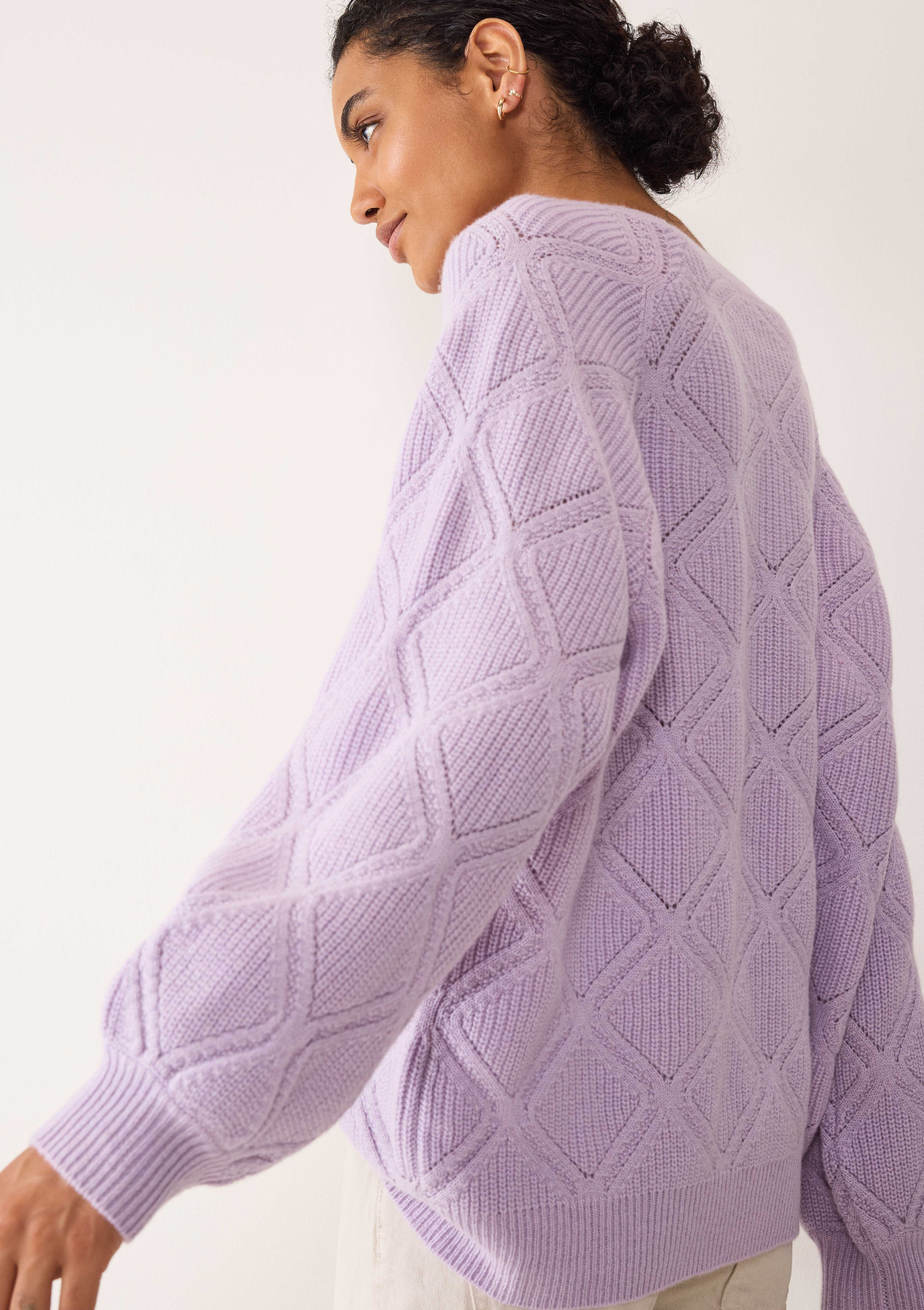 Diamond Stitch Sweater in Siberian Lilac