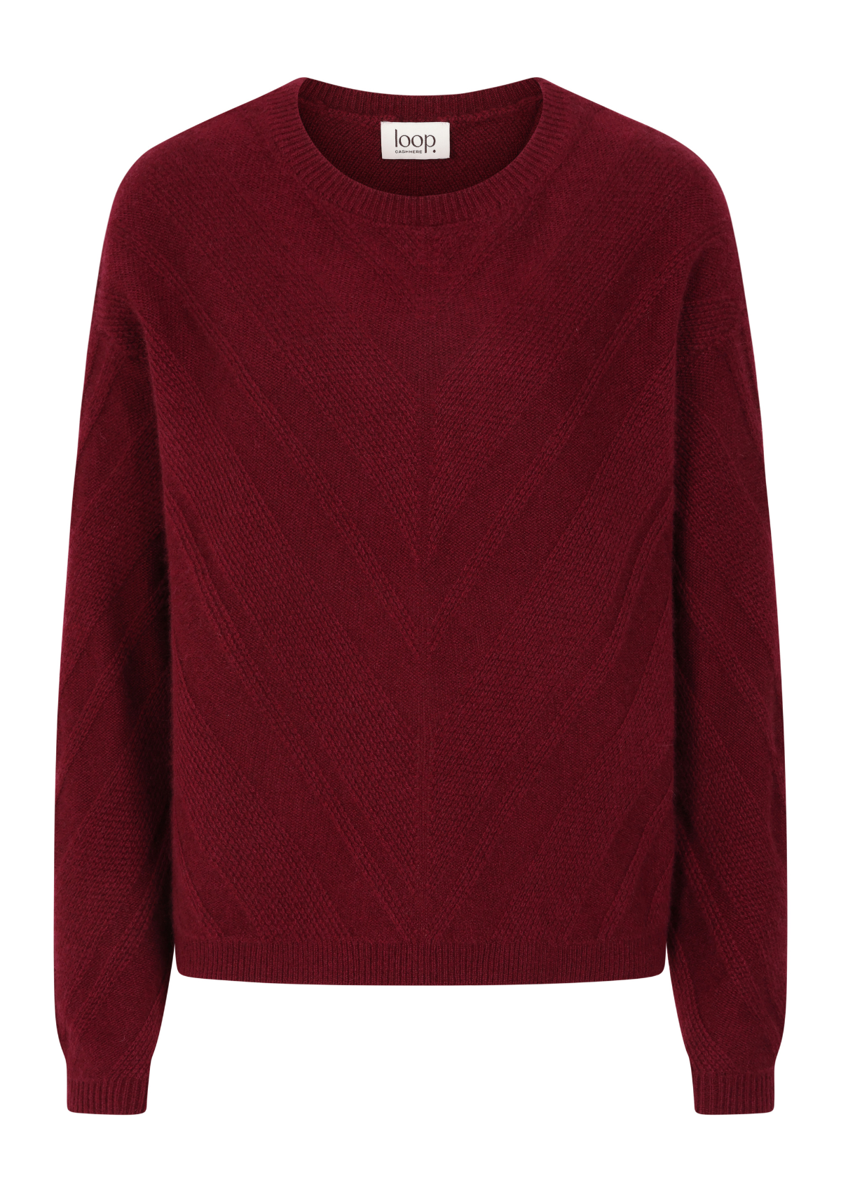 Textured Chevron Sweater in Barolo Red