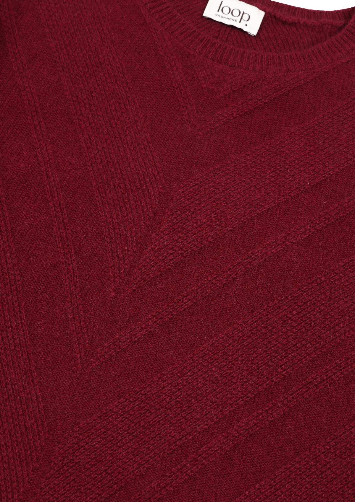 Textured Chevron Sweater in Barolo Red