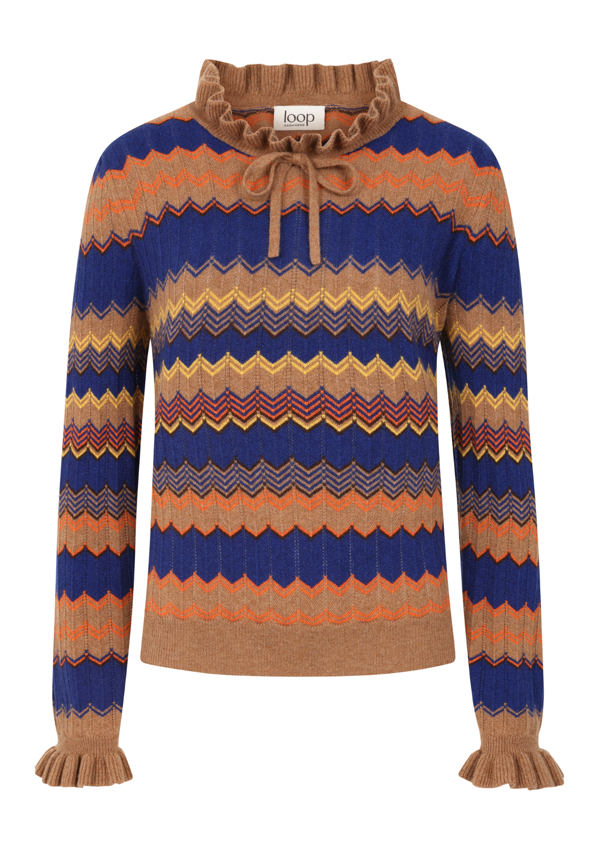 Chevron Stitch Sweater in Blue & Orange Mix