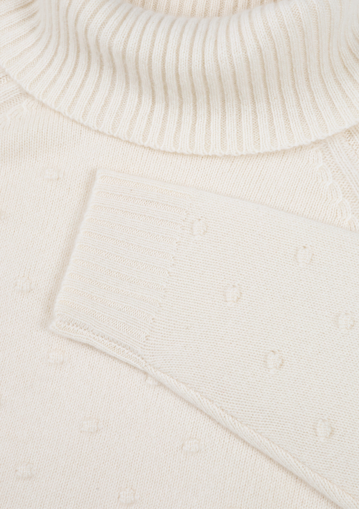 Bobble Polo Neck Sweater in Snow White