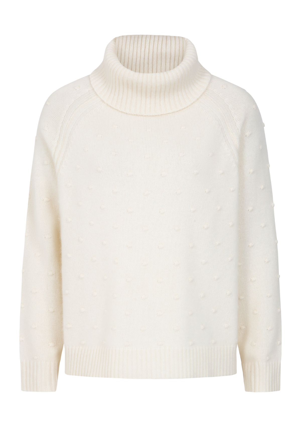 Bobble Polo Neck Sweater in Snow White