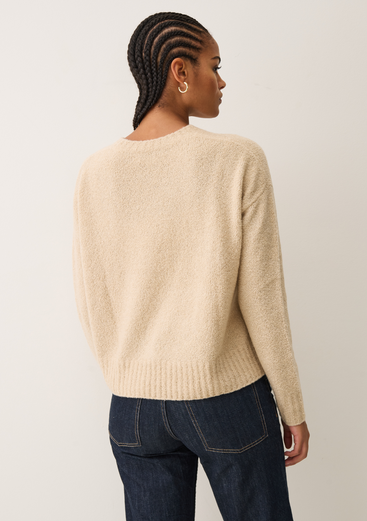 Boucle Cropped Sweatshirt in Smoke Beige