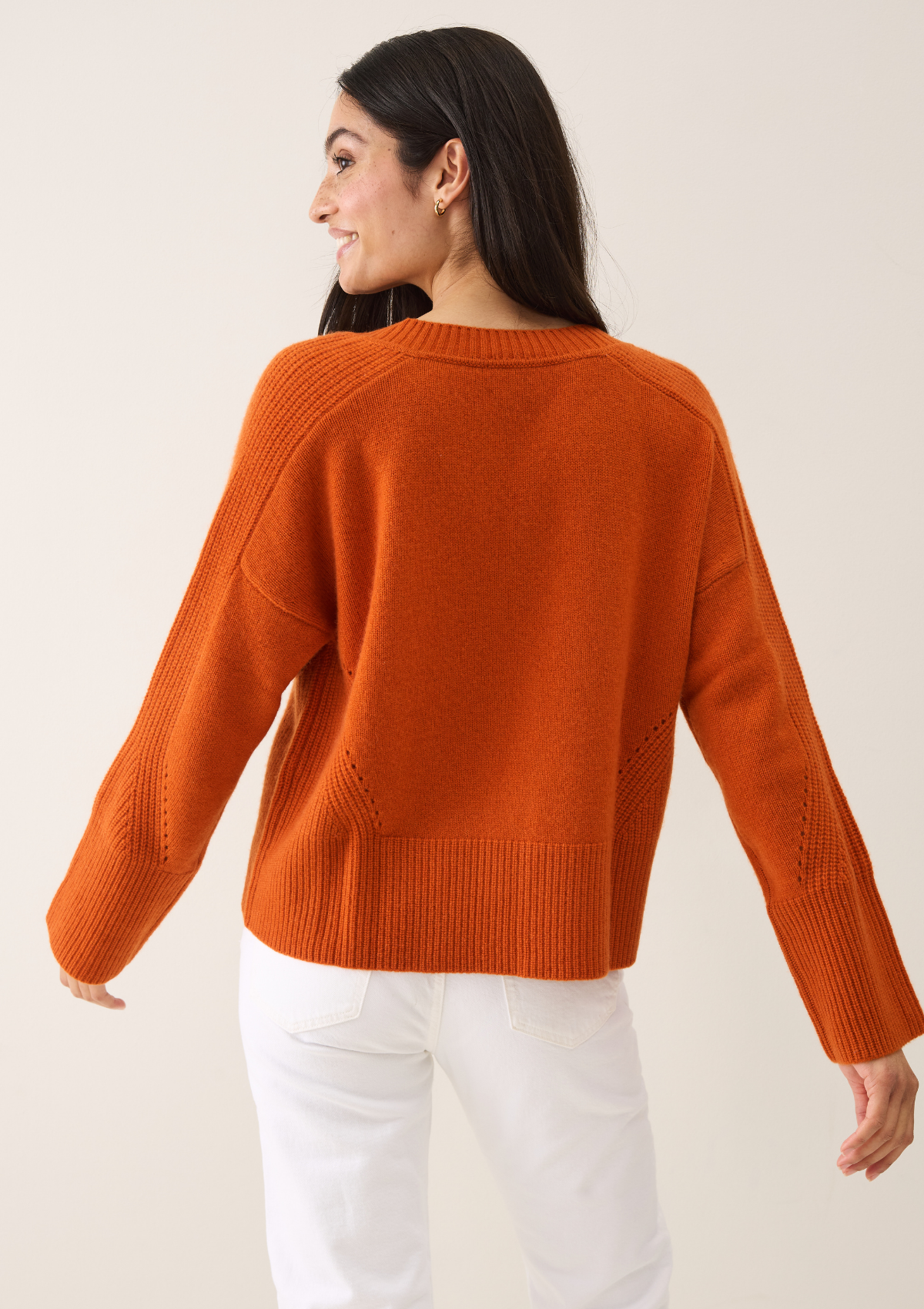 V-Neck Lofty Sweatshirt in Marmalade Orange