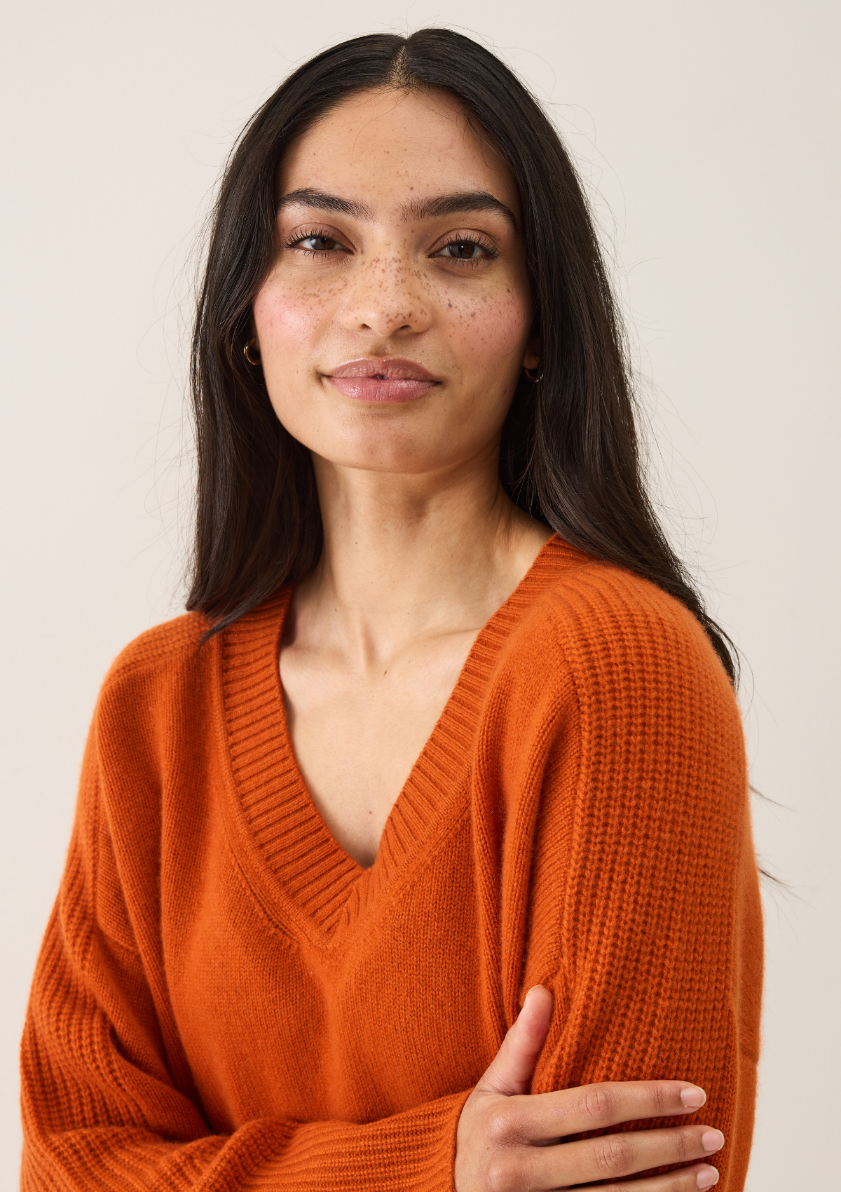 V-Neck Lofty Sweatshirt in Marmalade Orange