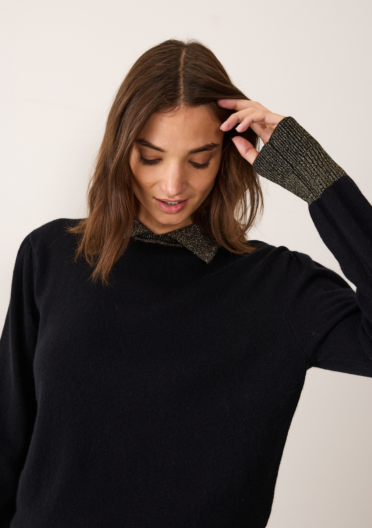 Sweater in Black & Gold with Gold Trim