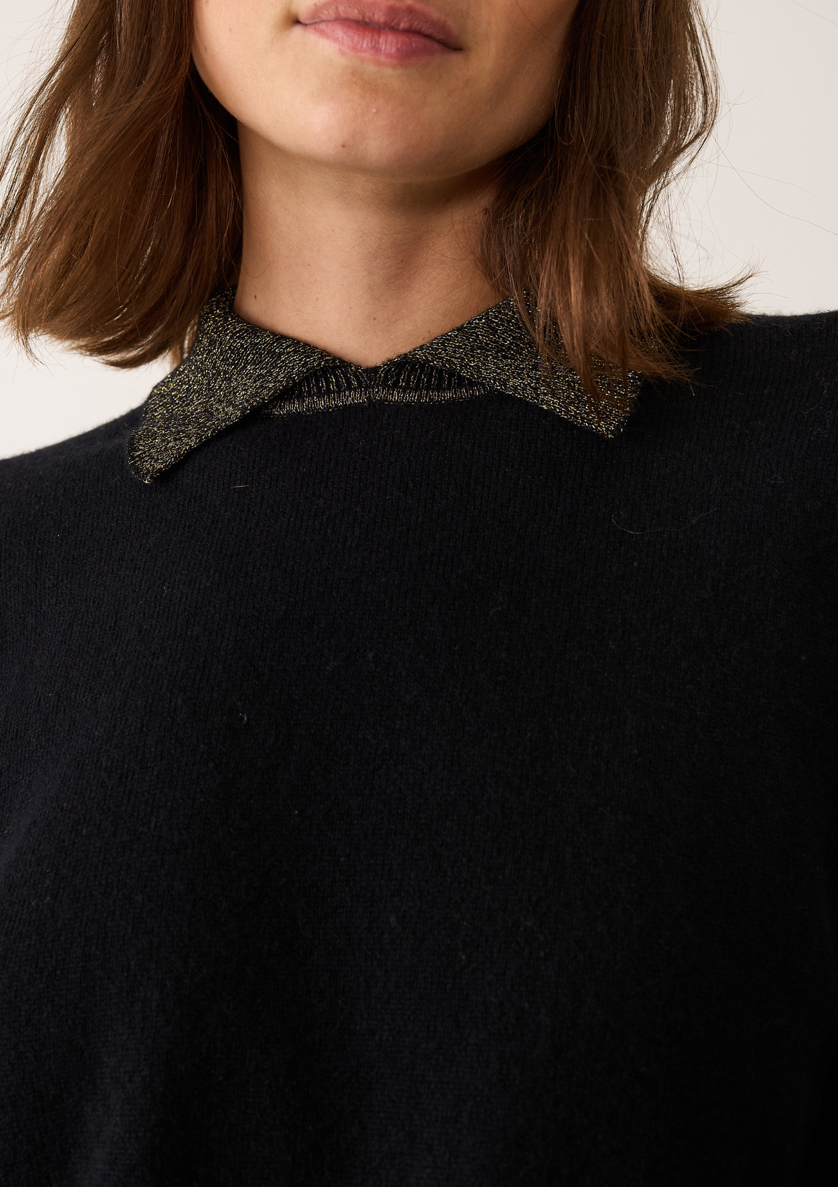 Sweater in Black & Gold with Gold Trim