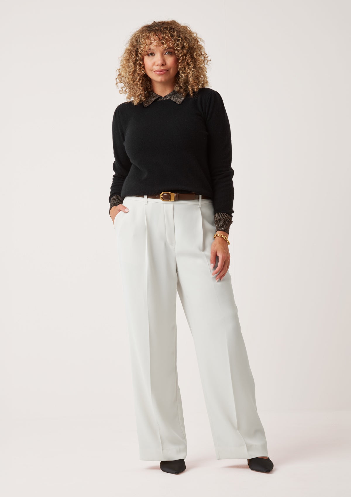 Sweater in Black & Gold with Gold Trim