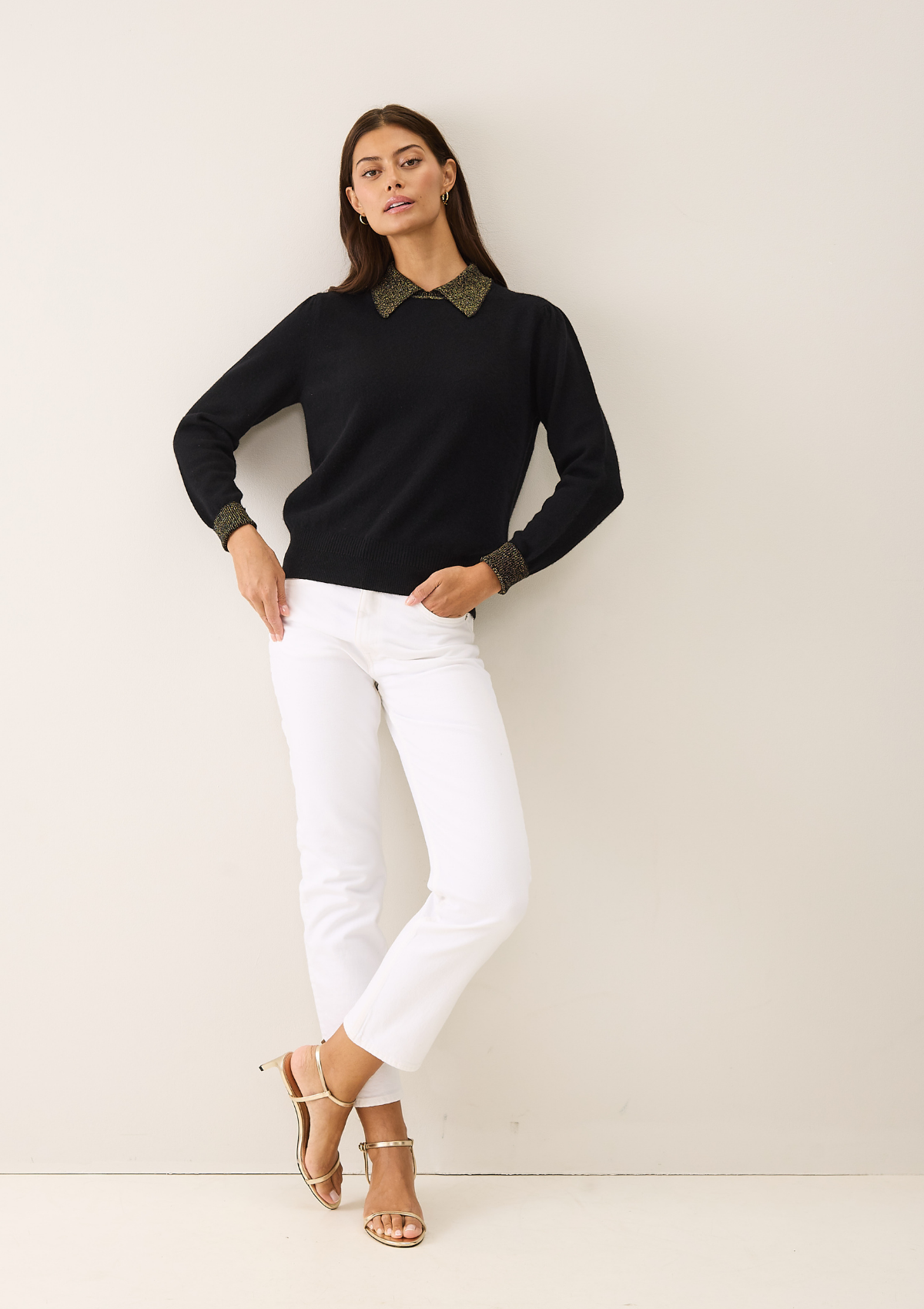 Sweater in Black & Gold with Gold Trim