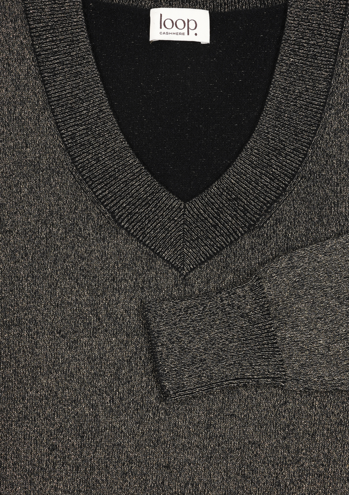 V-Neck Sweater in Black & Gold Lurex Twist