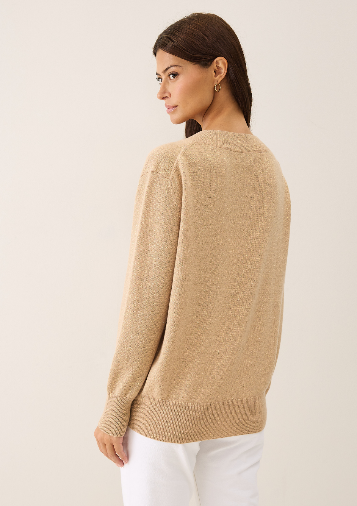 Lurex V Neck Sweater in Honey