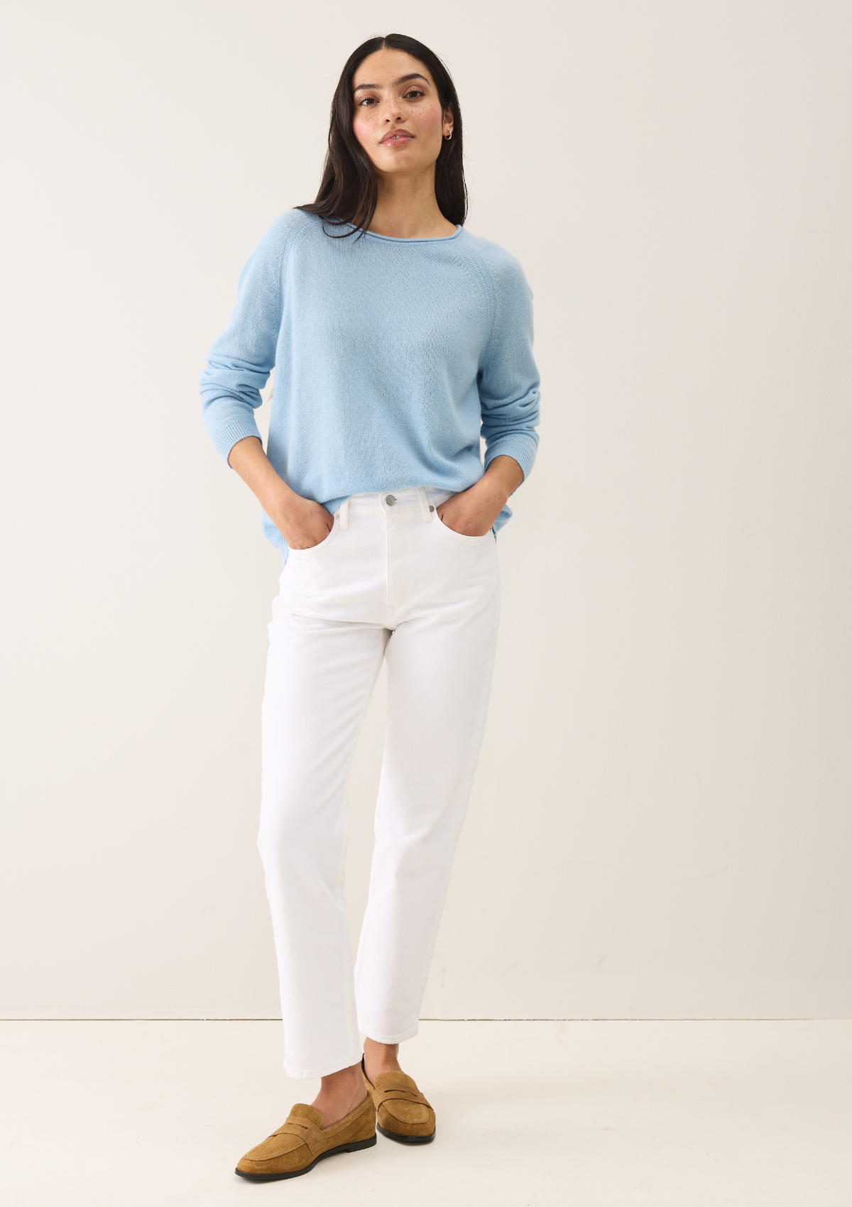 Featherweight sweater in Still Blue