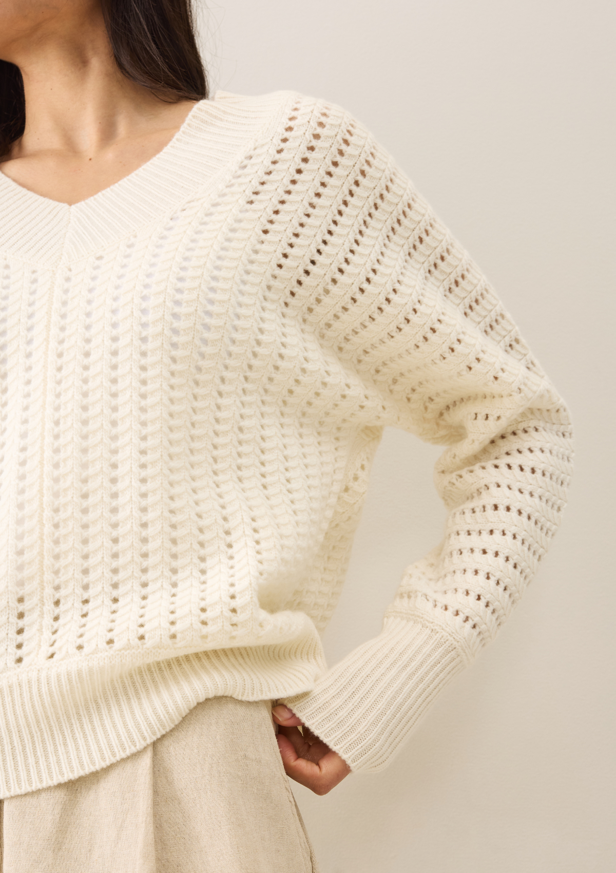 Pointelle Sweater in Snow White